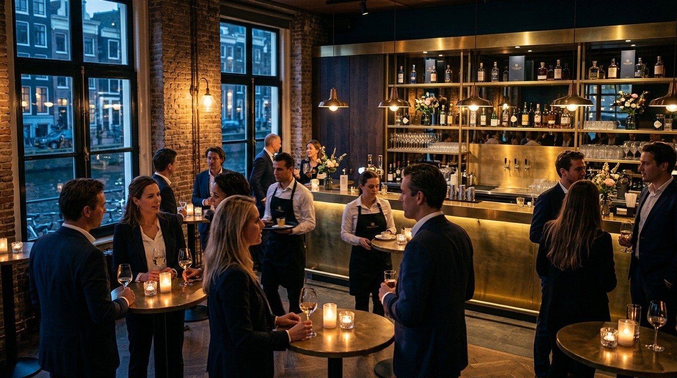 Exclusieve zakelijke borrel op de Zuidas met premium hospitality en stijlvolle cocktailbar