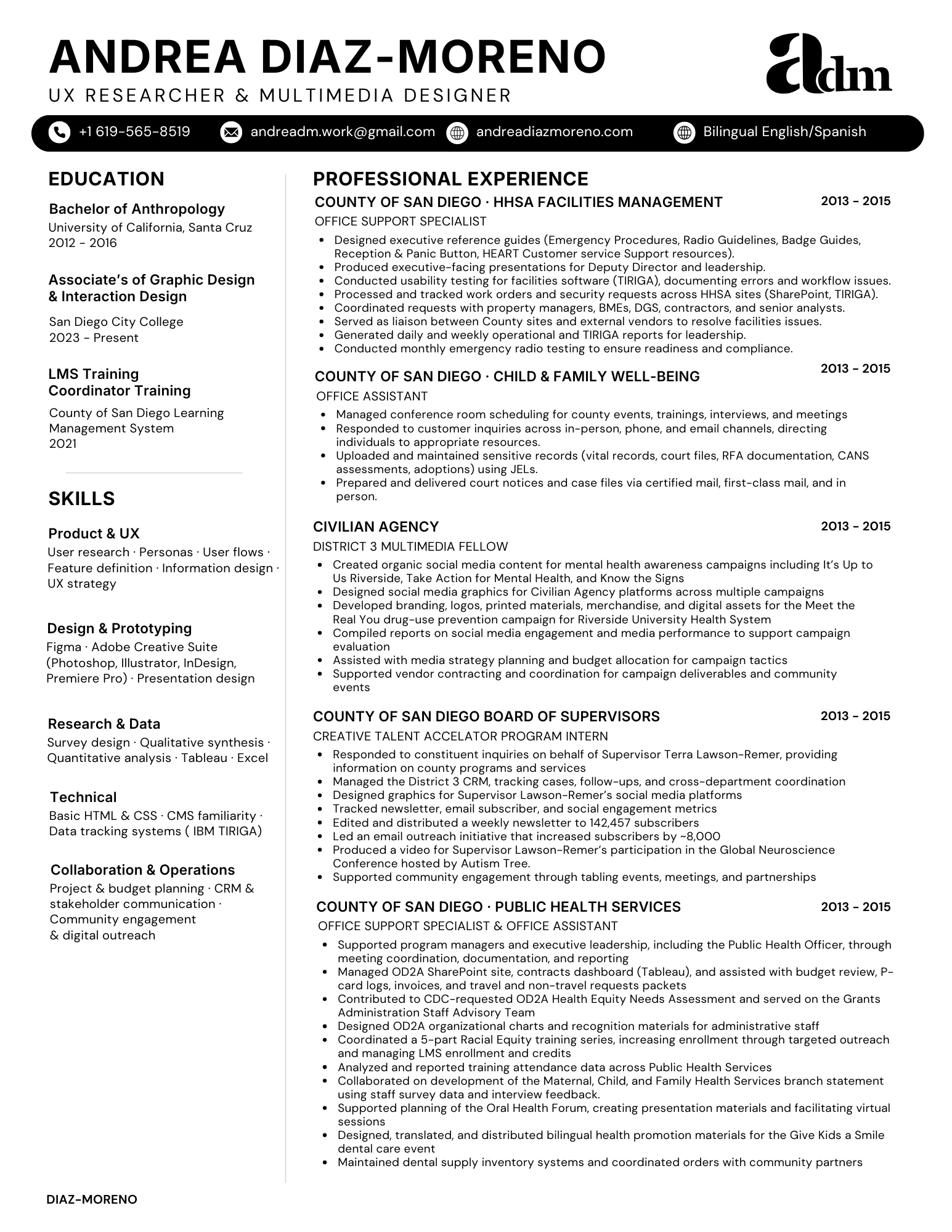 Andrea Diaz-Moreno Resume