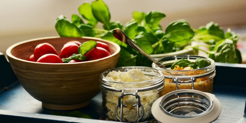 A tray of ingredients for an F&B business