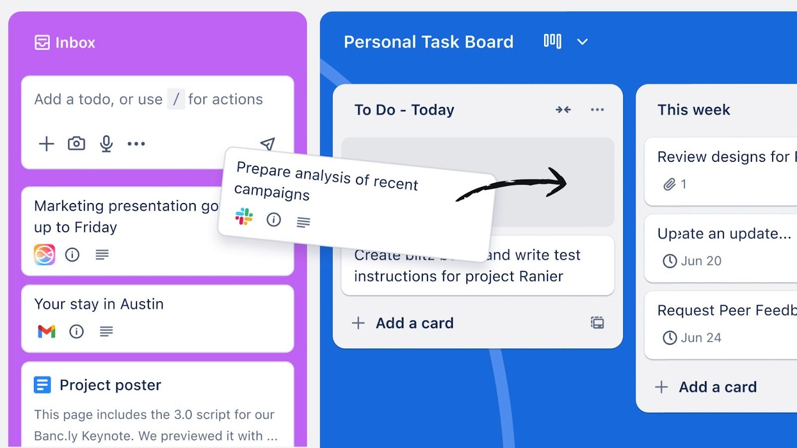 Trello's Kanban board for simple visual task management