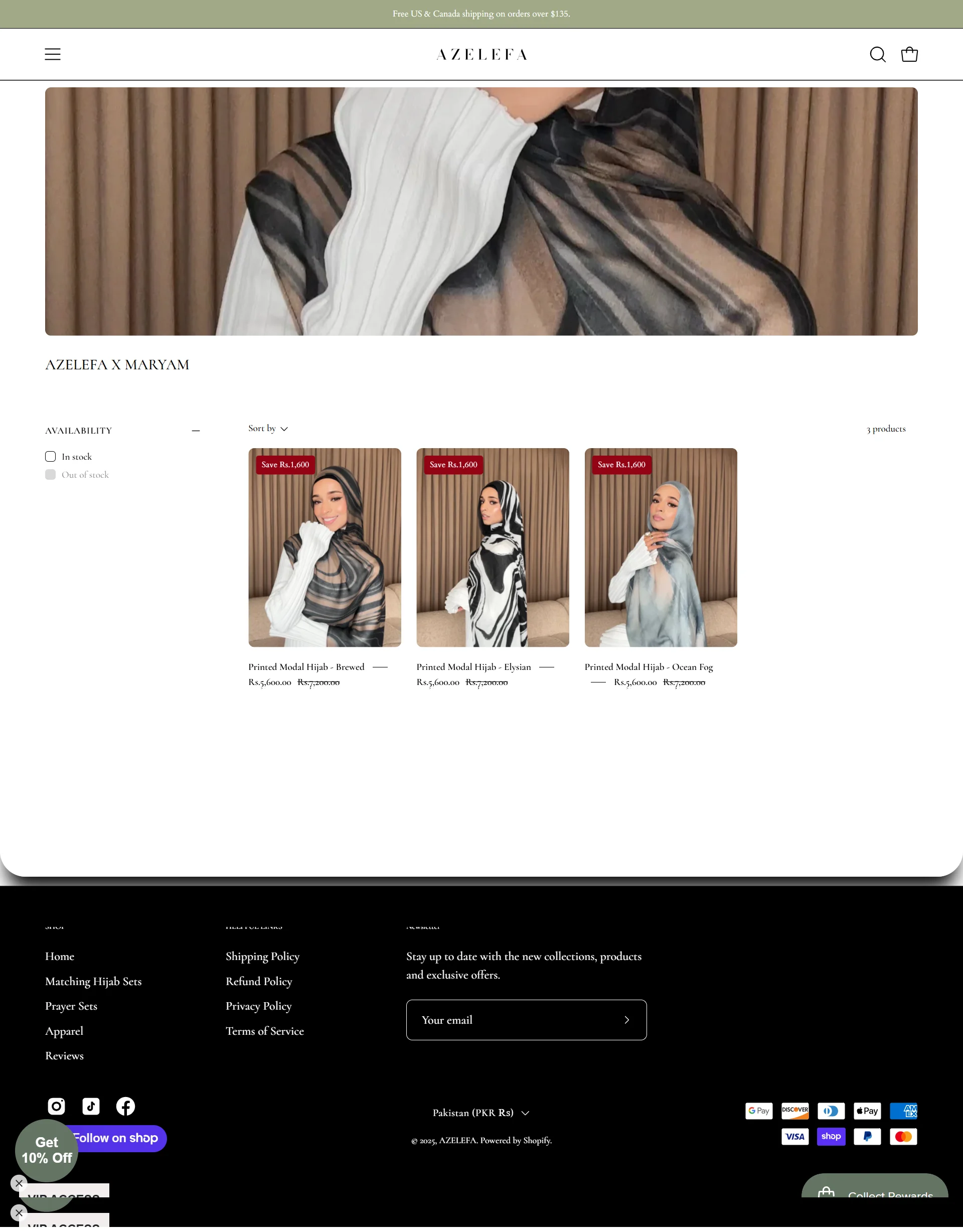 collections-azelefa-x-maryam page for azelefa website developed & designed by Dreams Agency Mississauga, Ontario