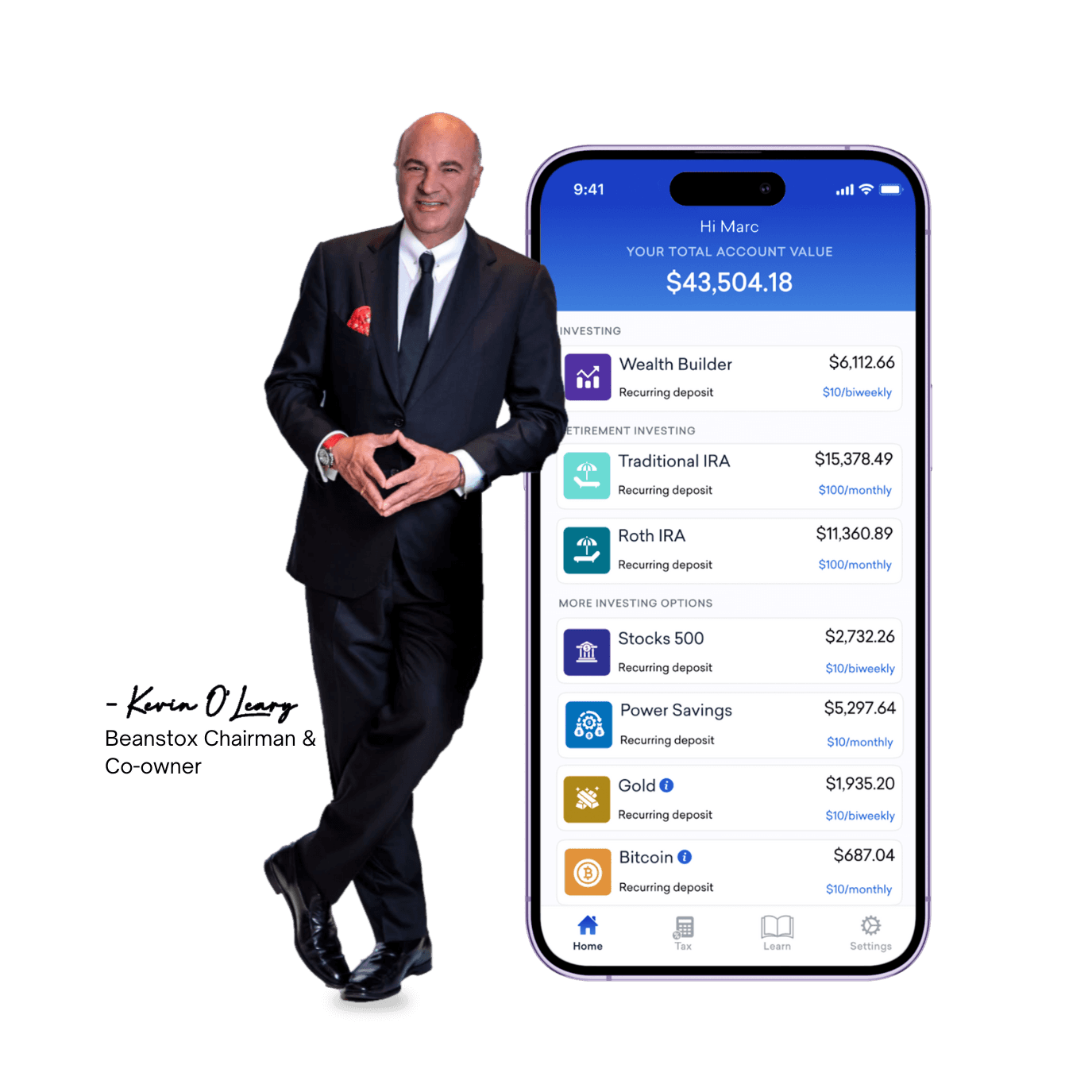 Beanstox mobile app showing projected growth