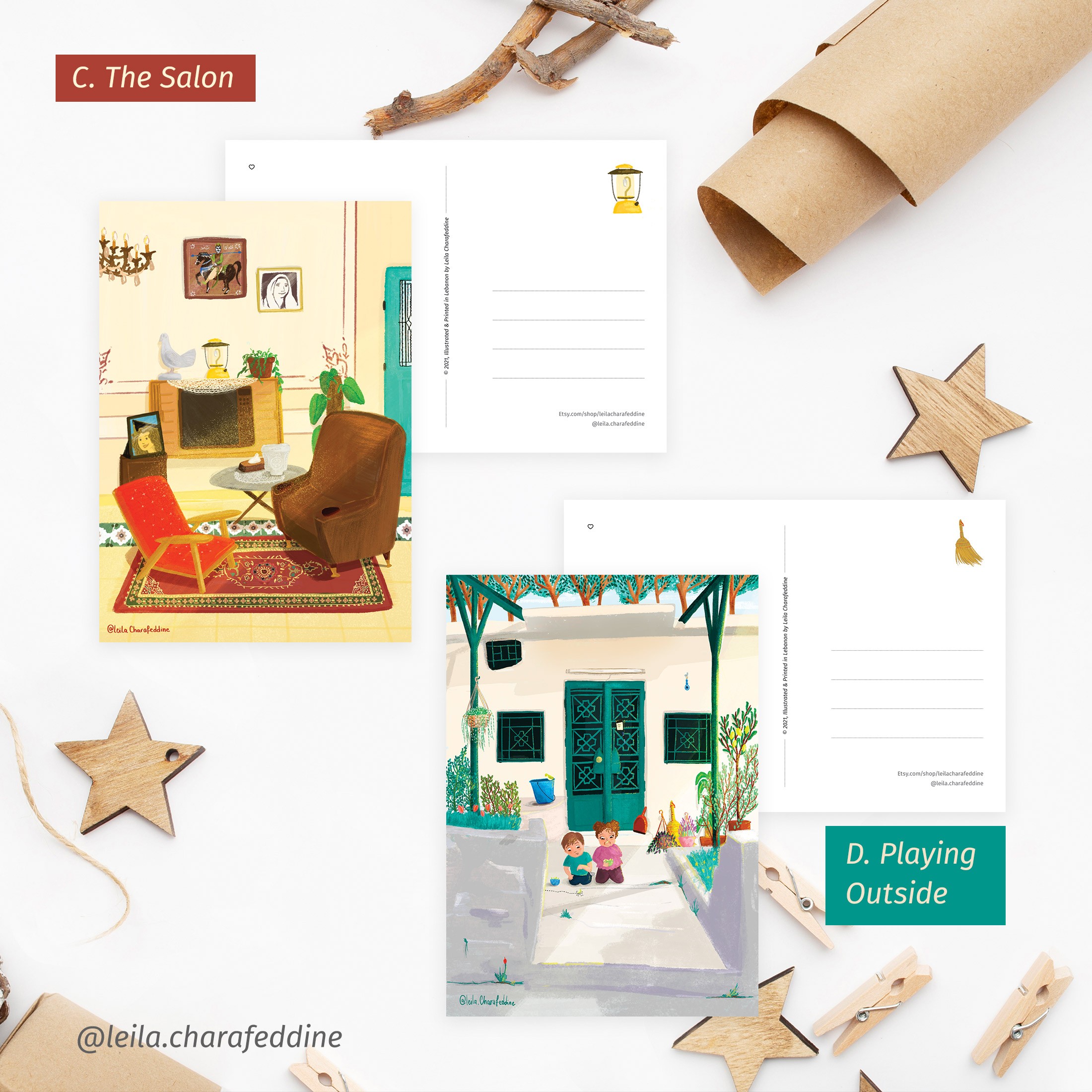 Leila Charafeddin postcards