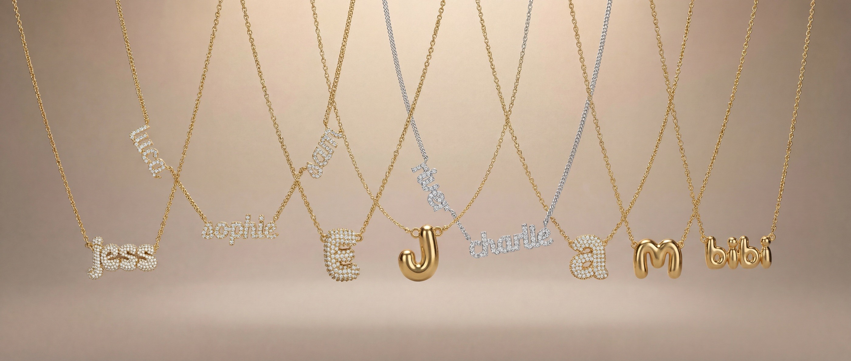 Vedder & Vedder — Collection of personalized necklaces and initial pendants in gold and silver.