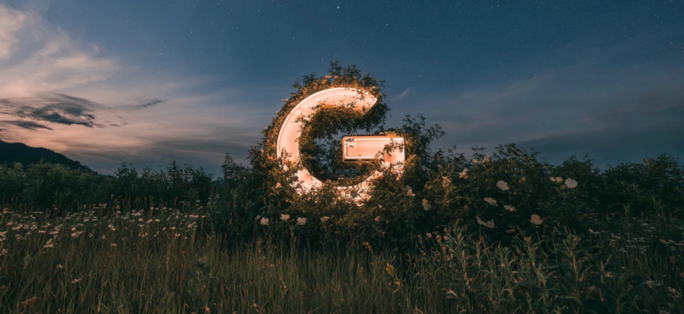 google logo taken over by nature