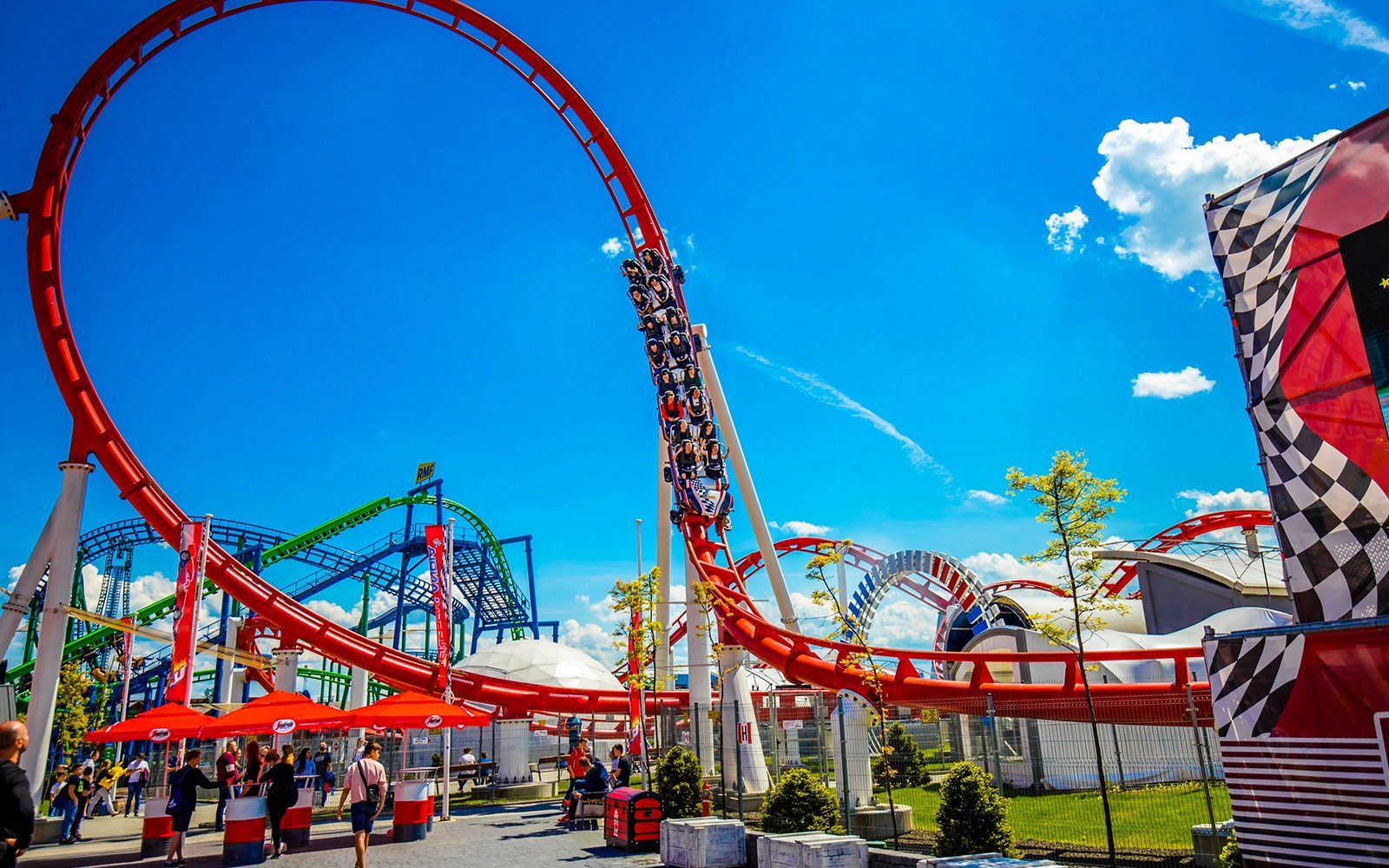 Roller coaster loop at Energylandia Amusement Park, Poland.