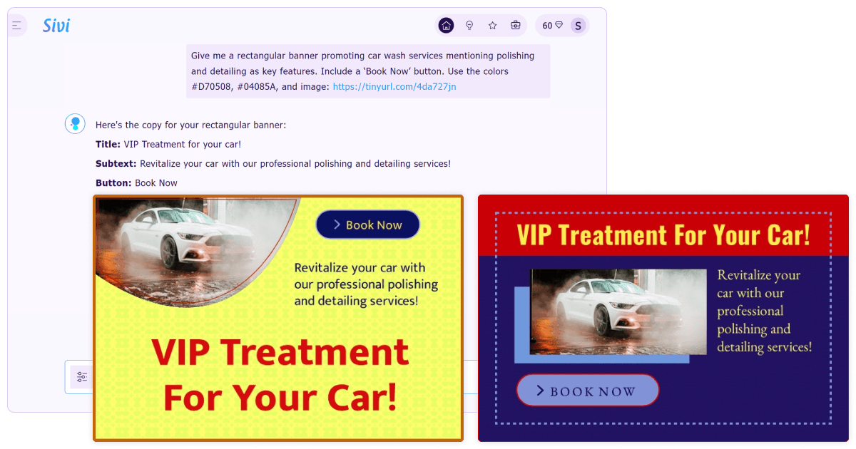 Car wash banner with AI banner generator