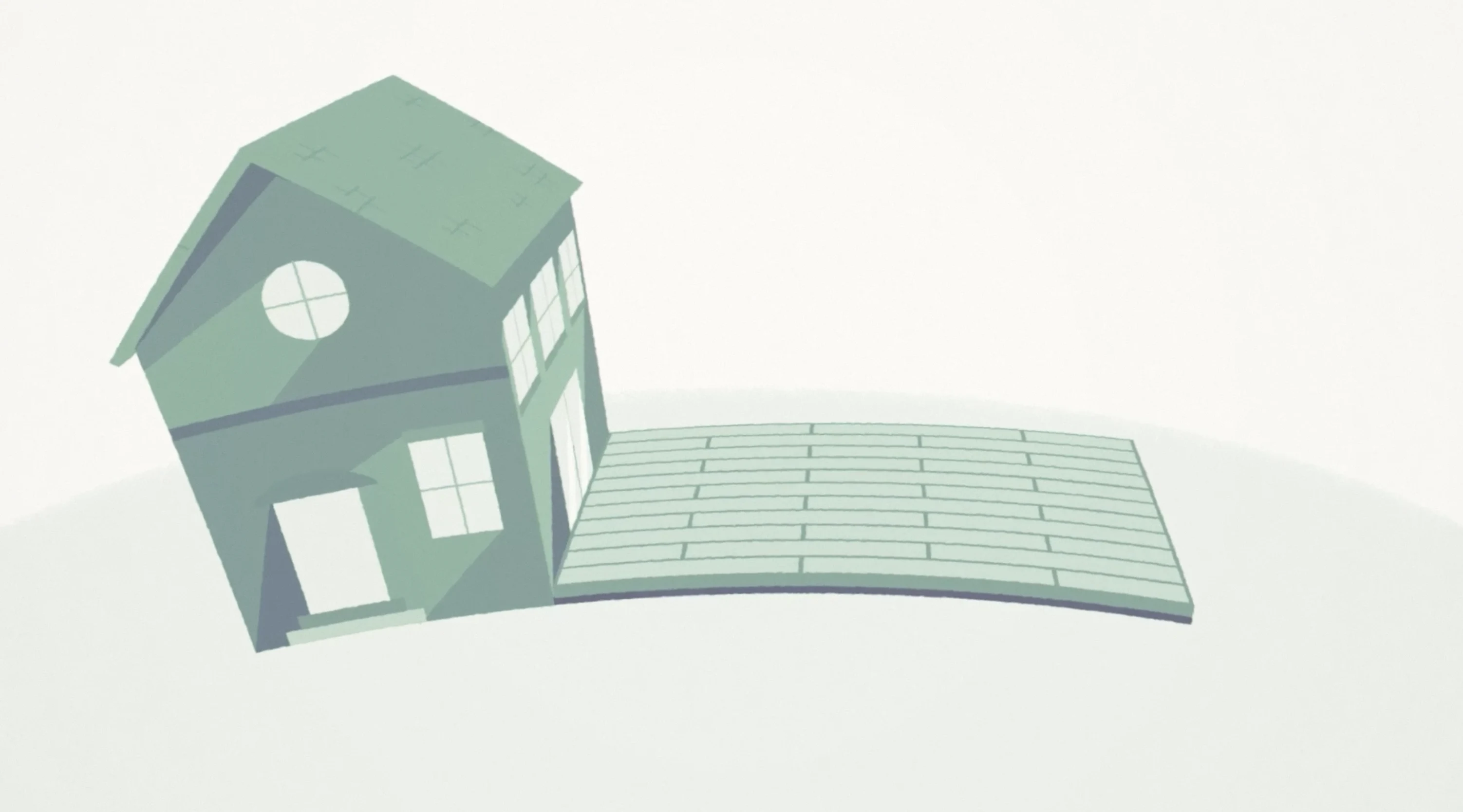 Motion design of the wooden deck before the house