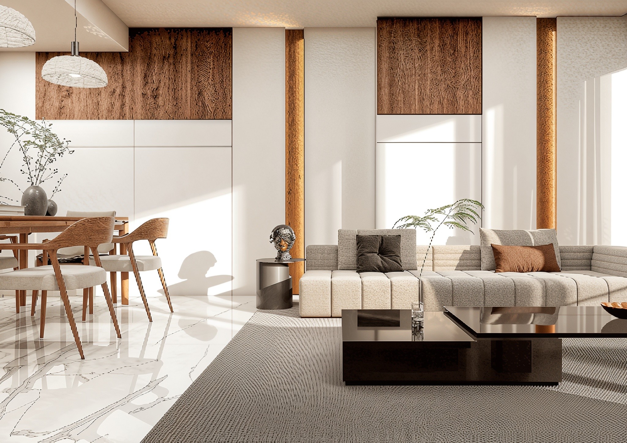 Interior view of a modern apartment in Radiant Elite Towers, displaying elegant furniture and a spacious layout.