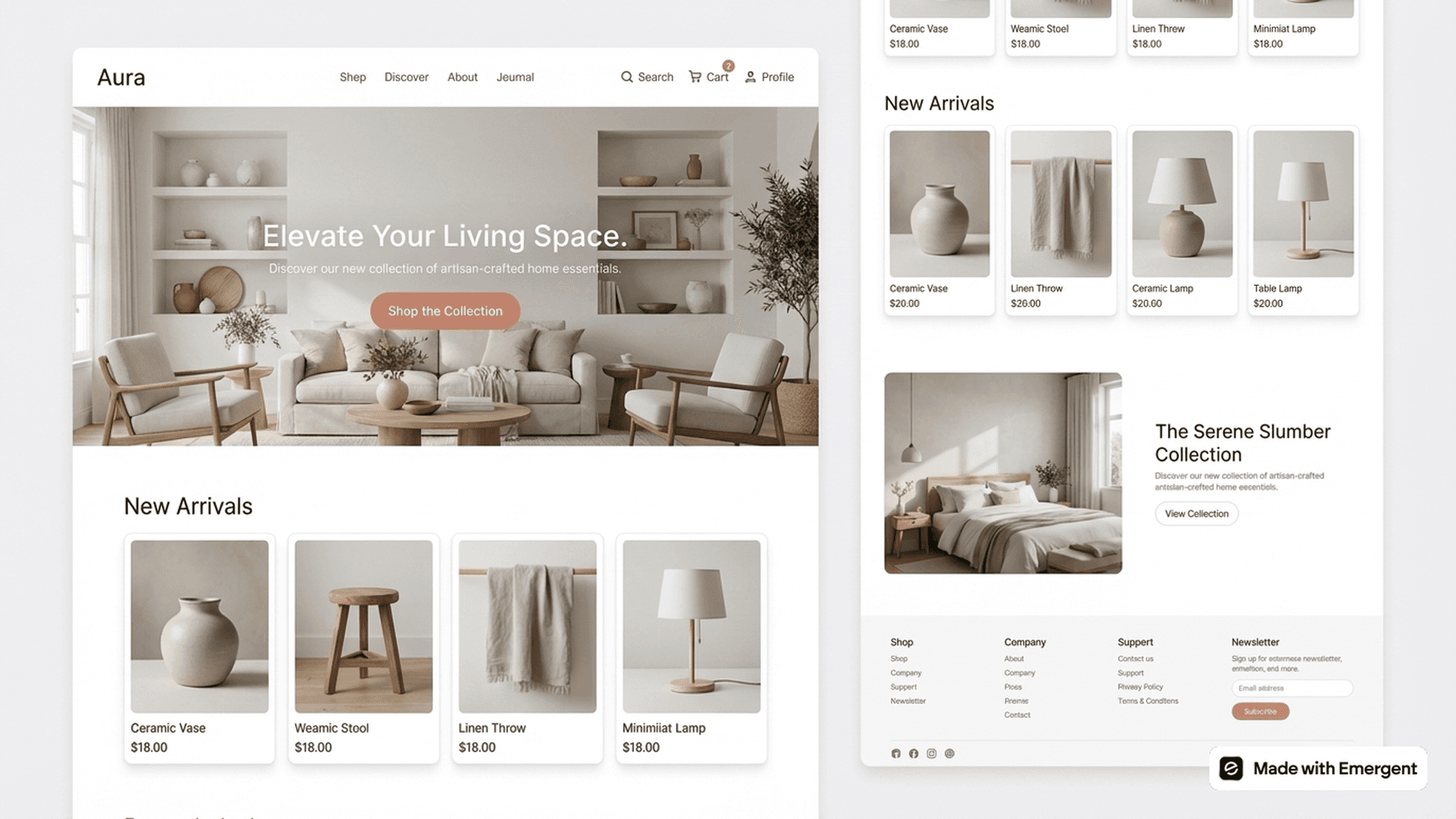 online shop website made with emergent