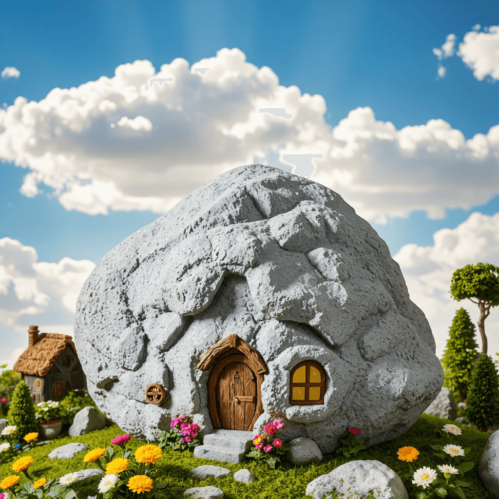 product photography of a rock illustration, used for decoration or landscaping