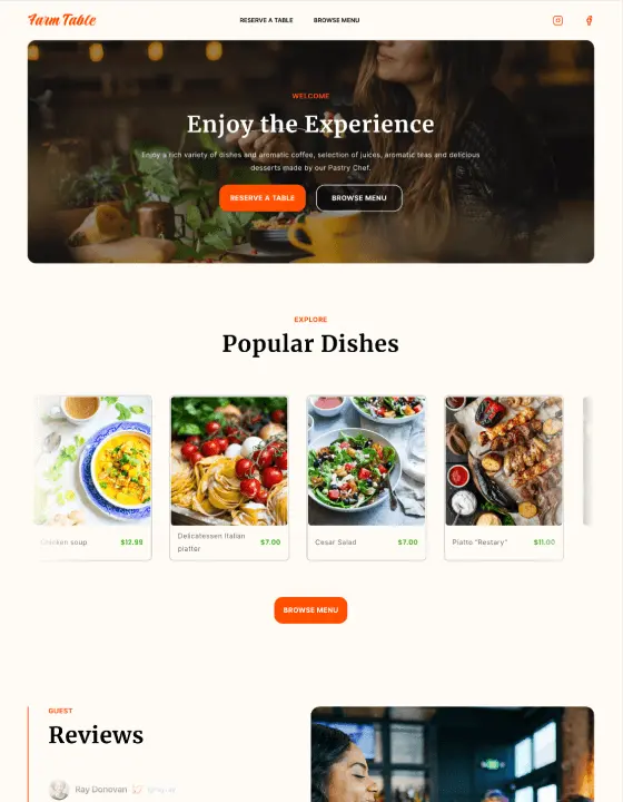 Restaurant Website Design