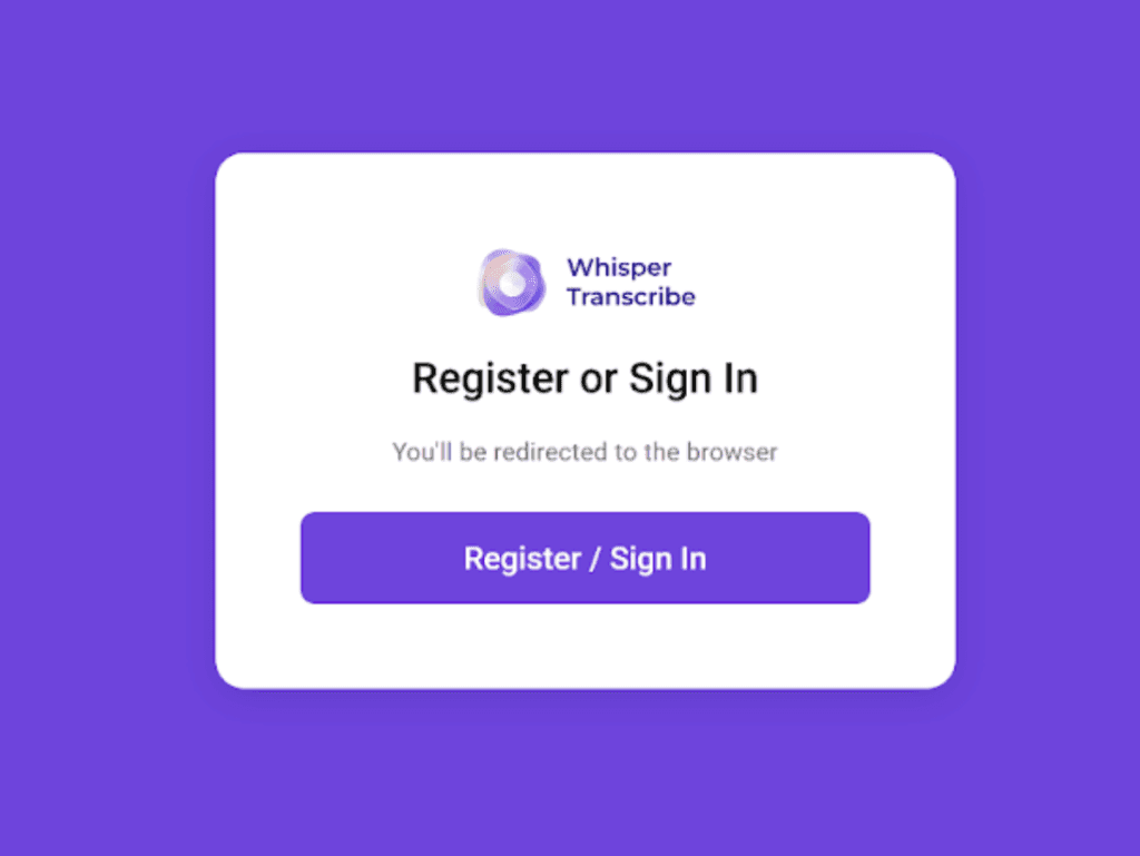 register screen whispertranscribe