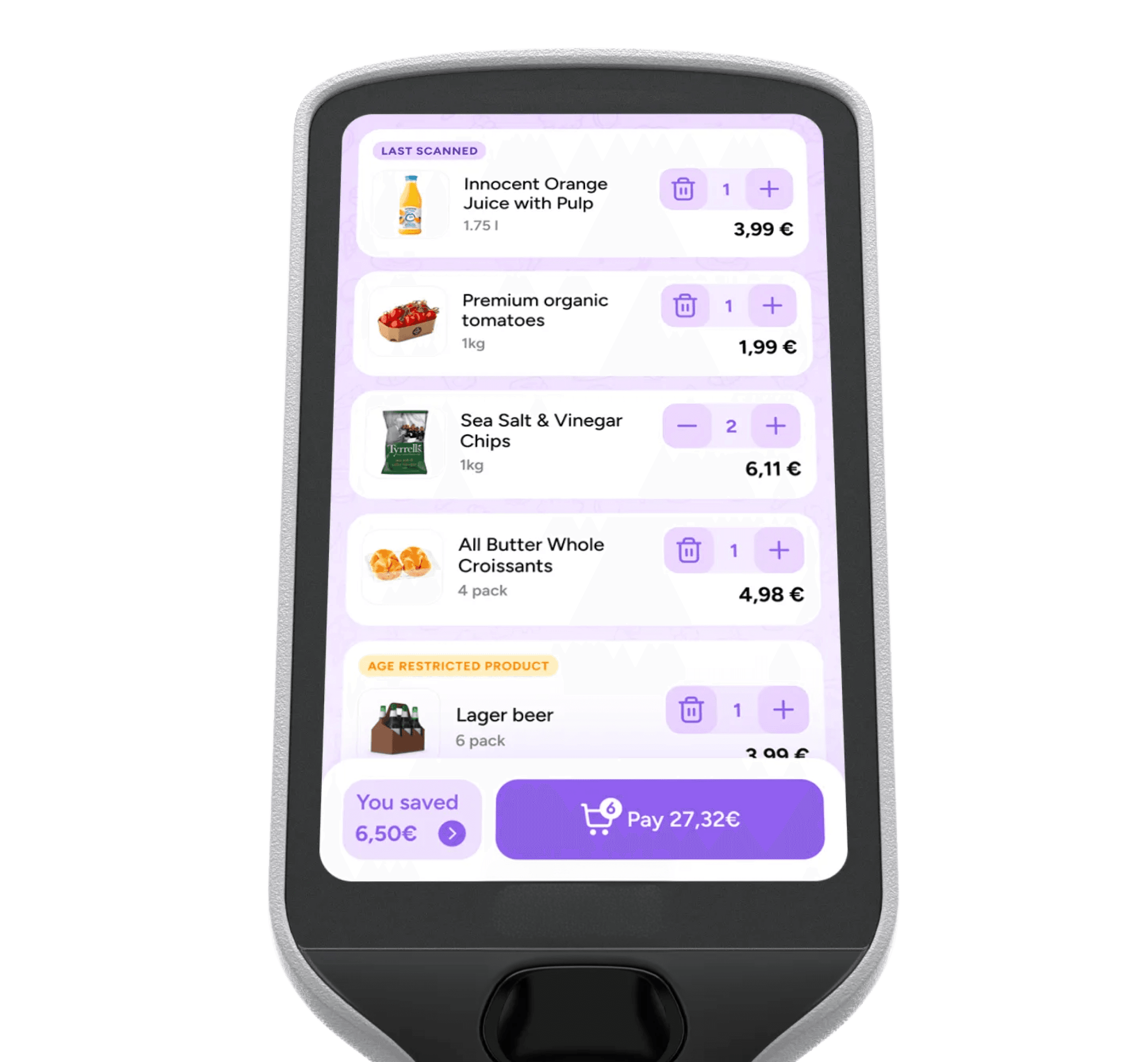 handheld scanner cart screen - shopreme Self-Checkout solutions