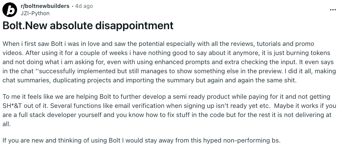 bolt challenges Poor code quality and inconsistent results