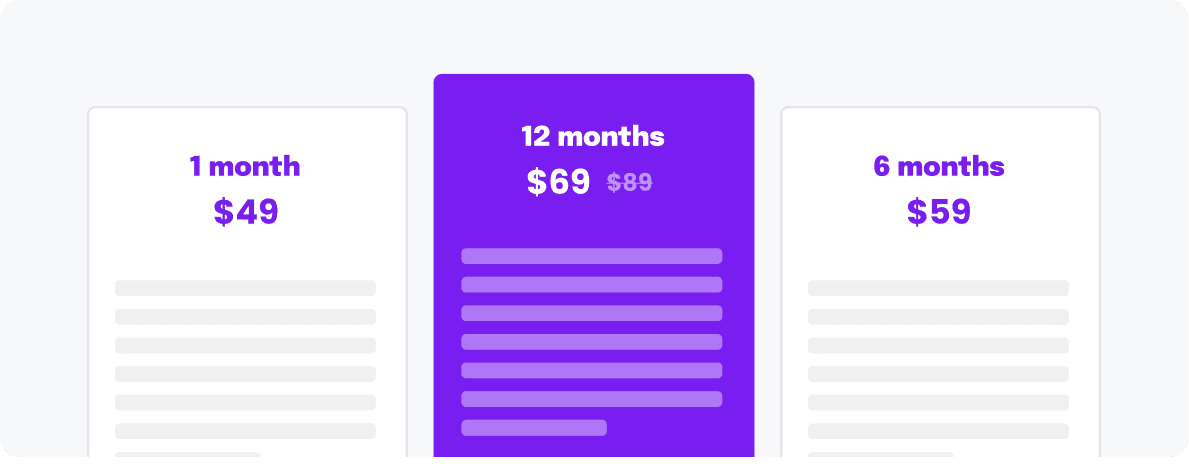 Tiered pricing section styled with Thenty for membership content sales