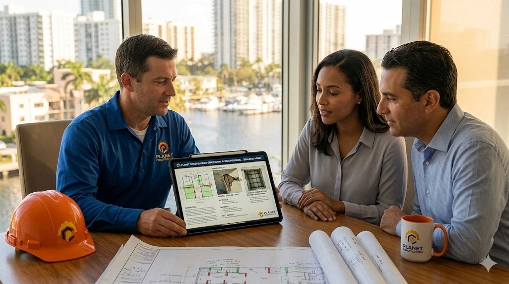 Concrete repair proposal consultation Fort Lauderdale Planet Construction Step 2