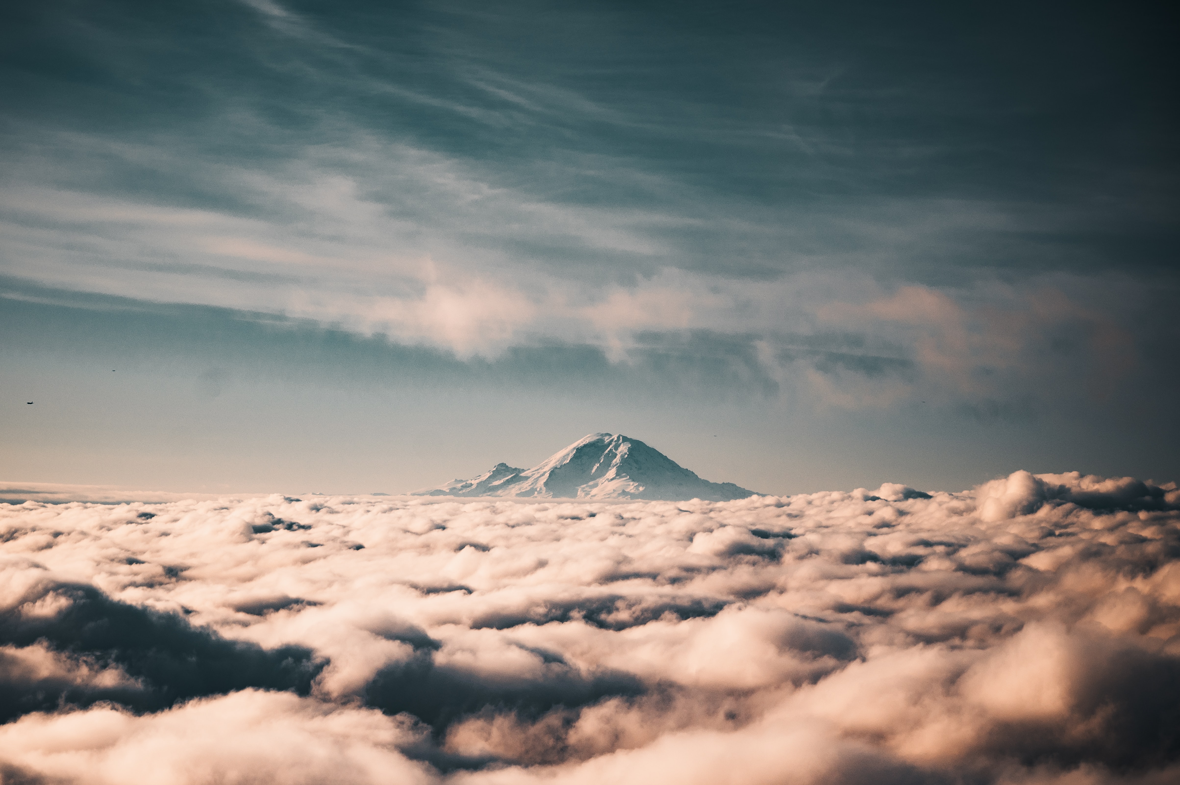 Mt Rainier in clouds, Washington, USA