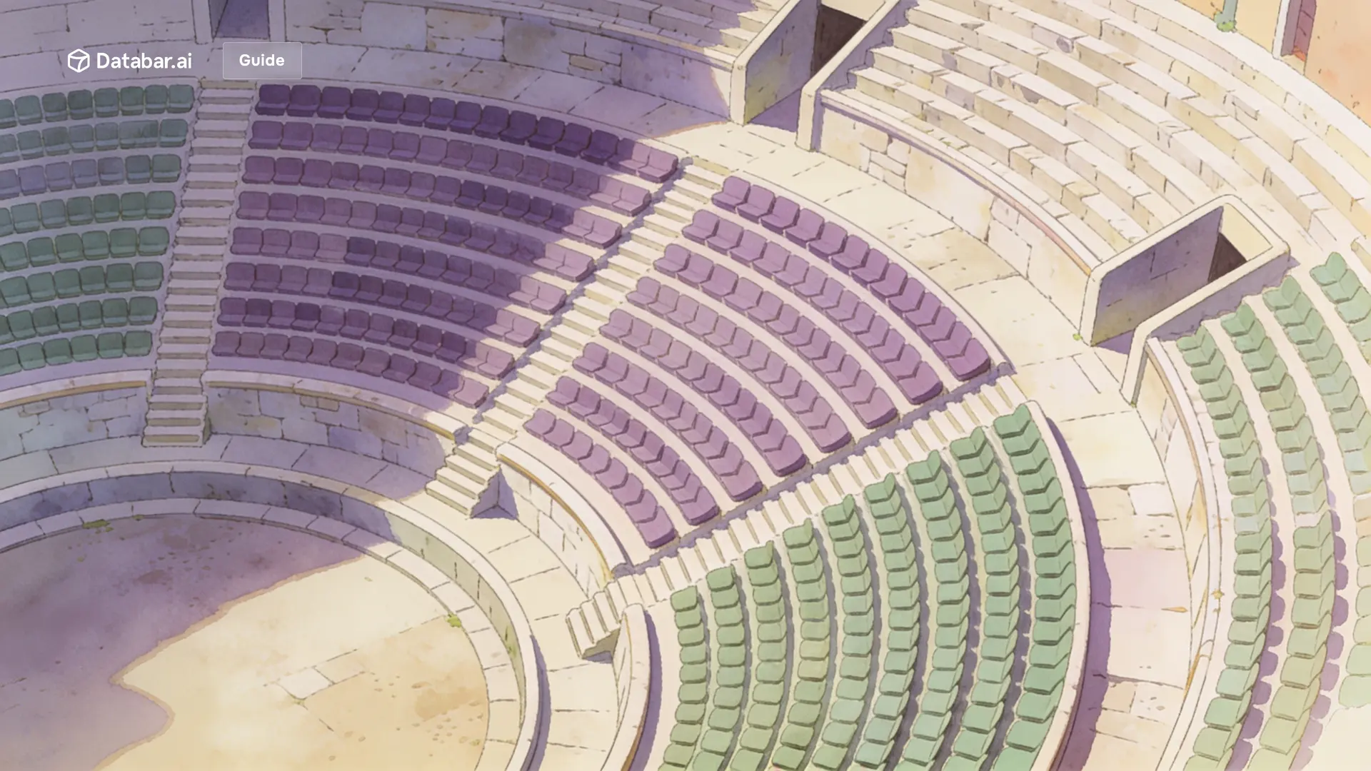 Aerial illustration of an amphitheatre with tiers filling section by section — data enrichment for staffing and recruiting firms