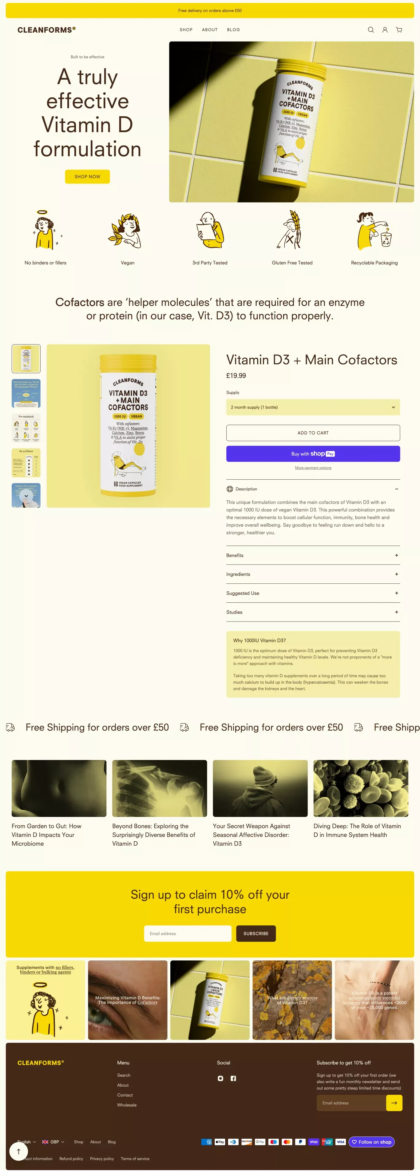 Cleanforms landing page screenshot showcasing Health & Fitness and Medical design