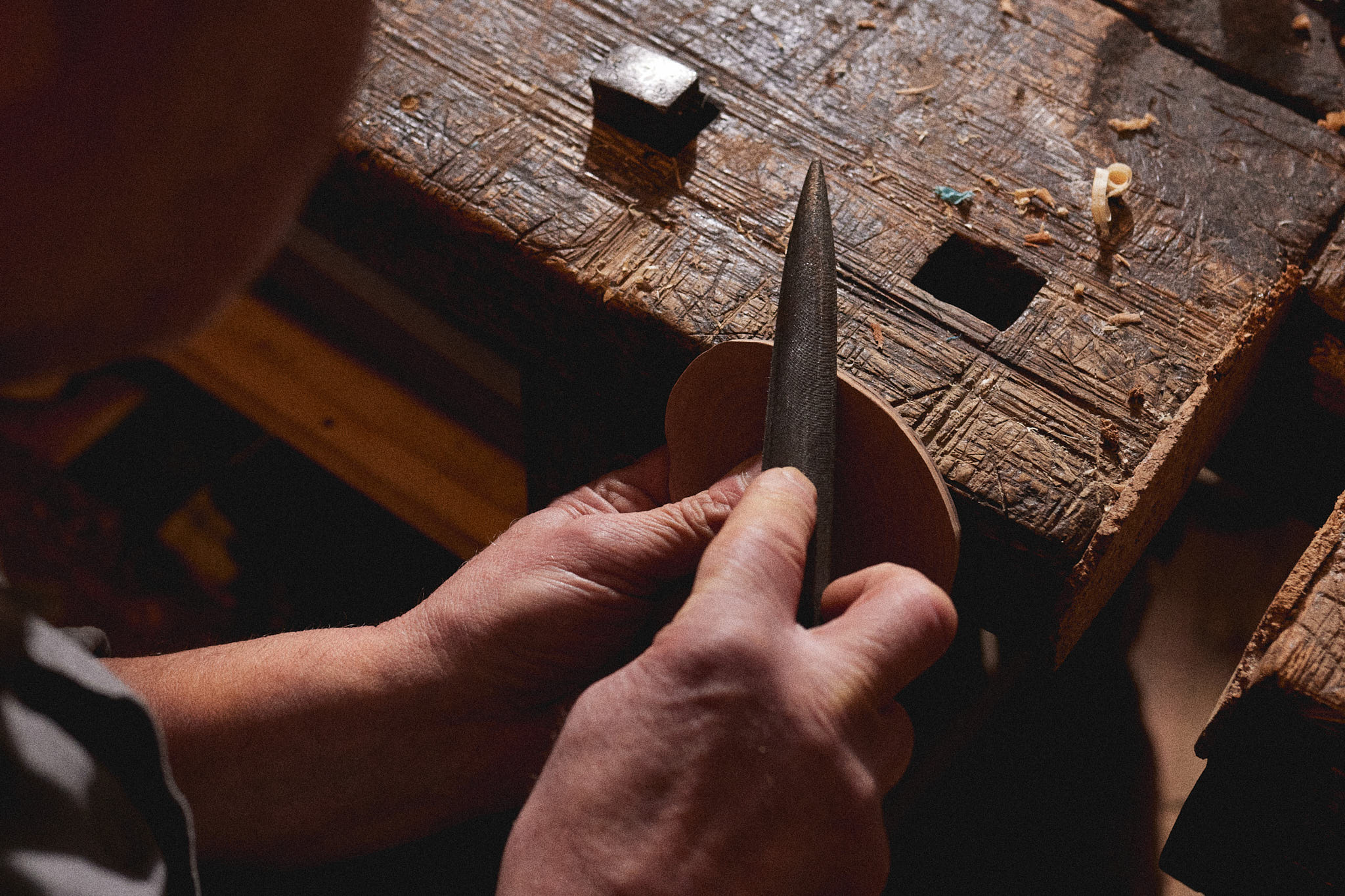 A view of a factory worker doing work