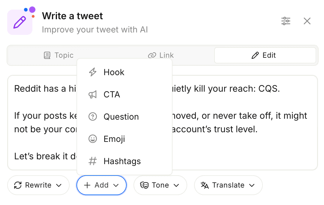 AI Assistant creating text for responding to reply