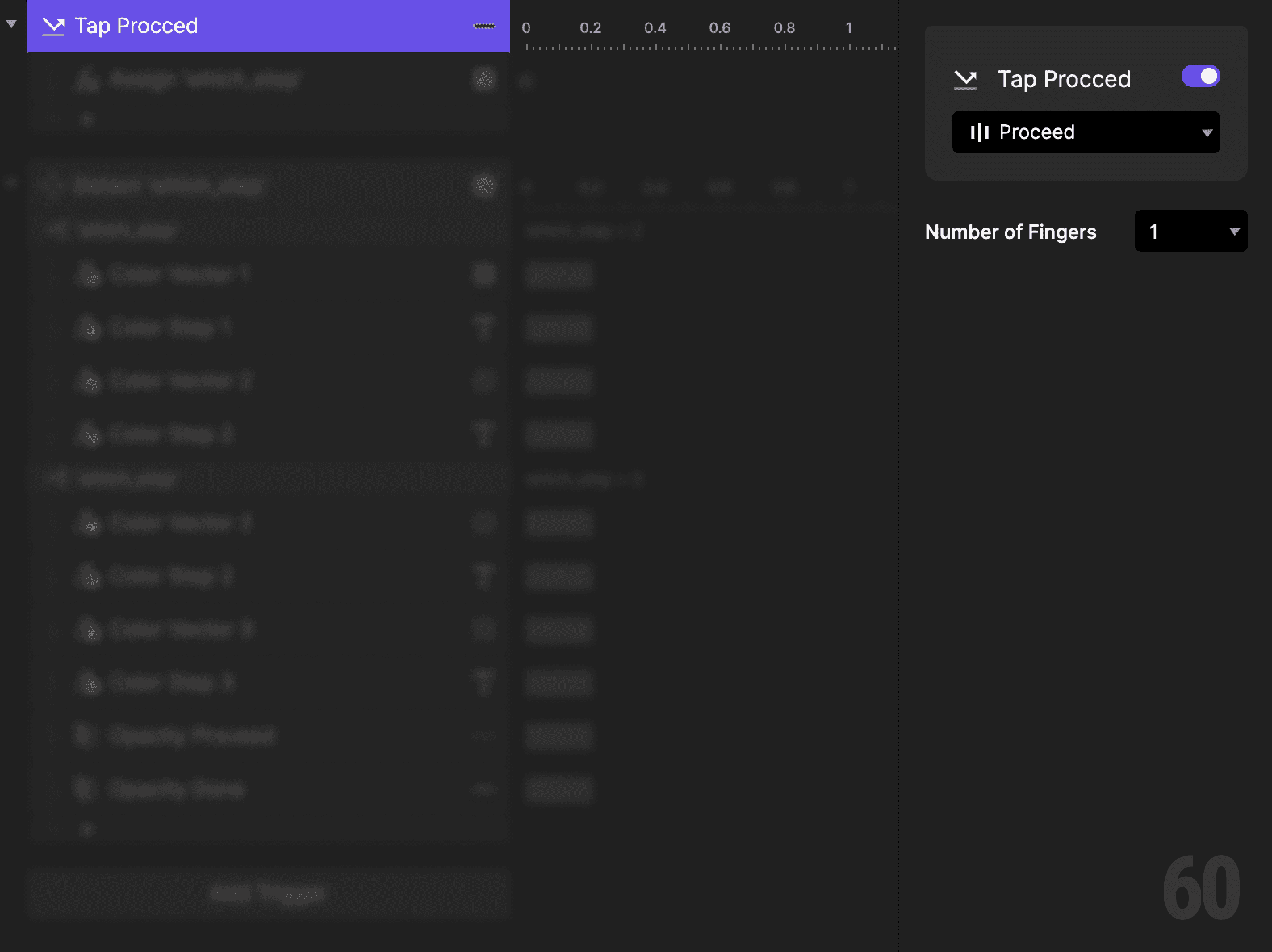 This is a screenshot of Step 1: Add tap trigger to Proceed.
