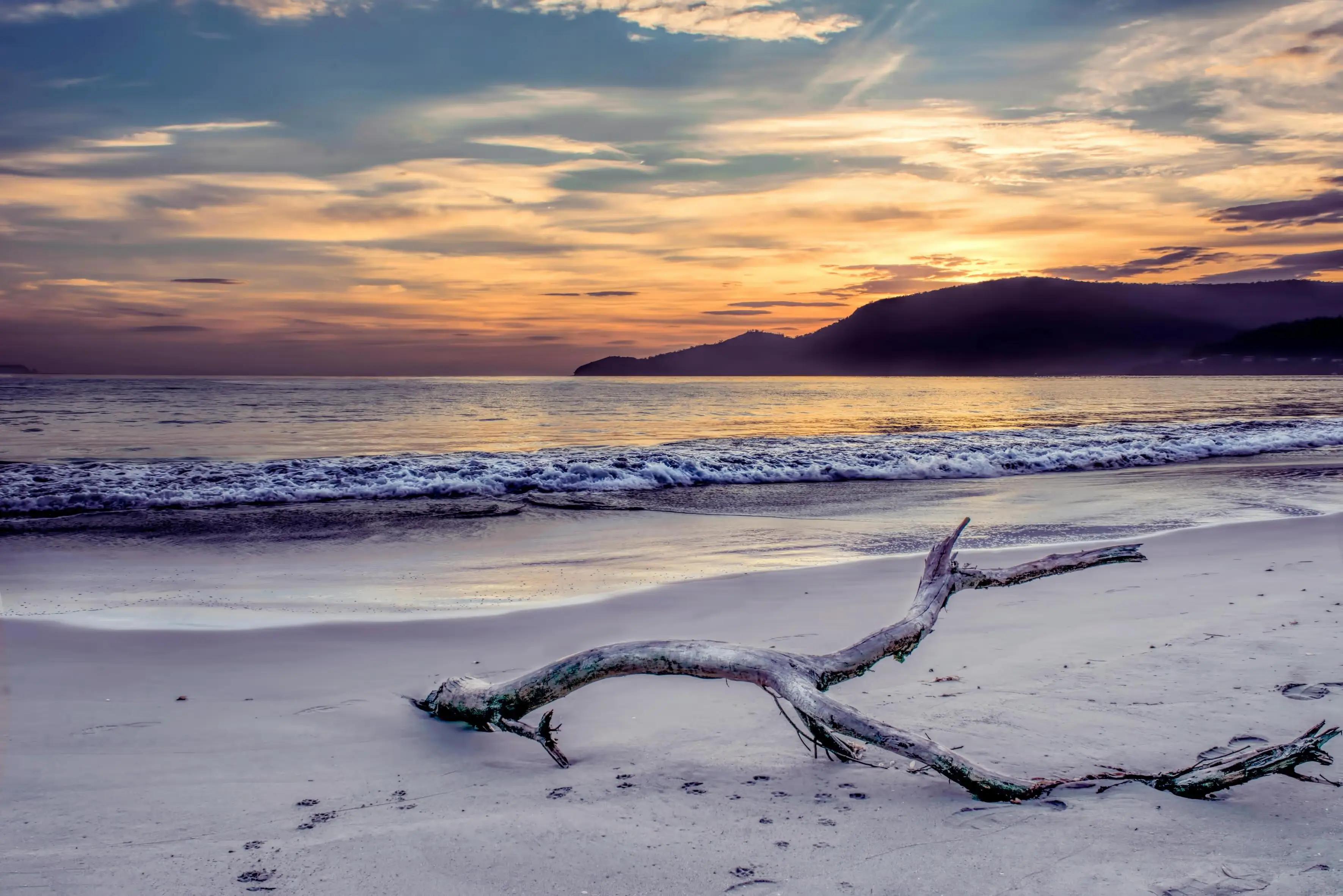 A sunset over the beach in Tasmania