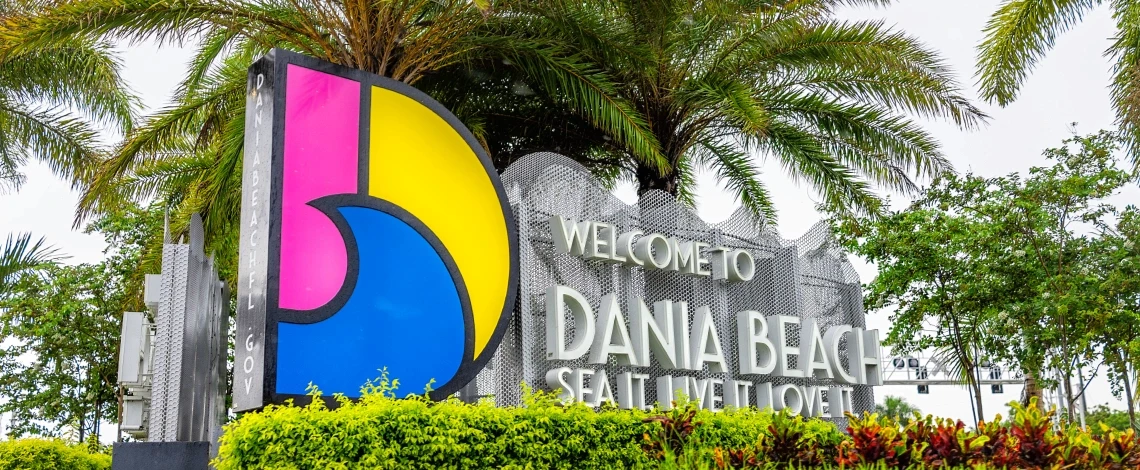 Welcome to dania beach sign