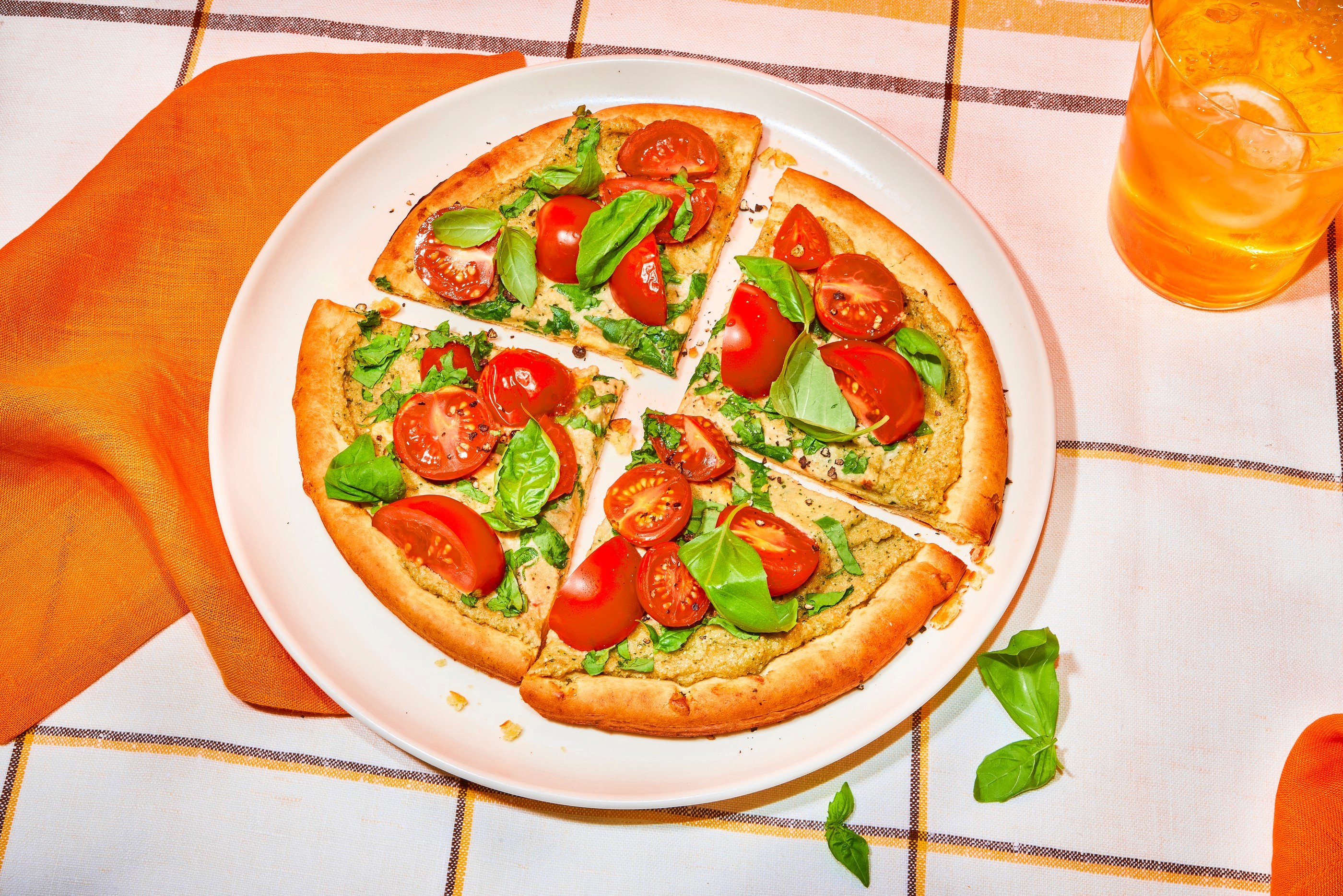 Tomato pizza overhead