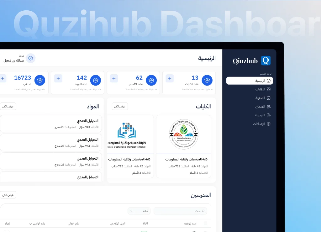 تصميم بنك اسئلة باسم كويز هب