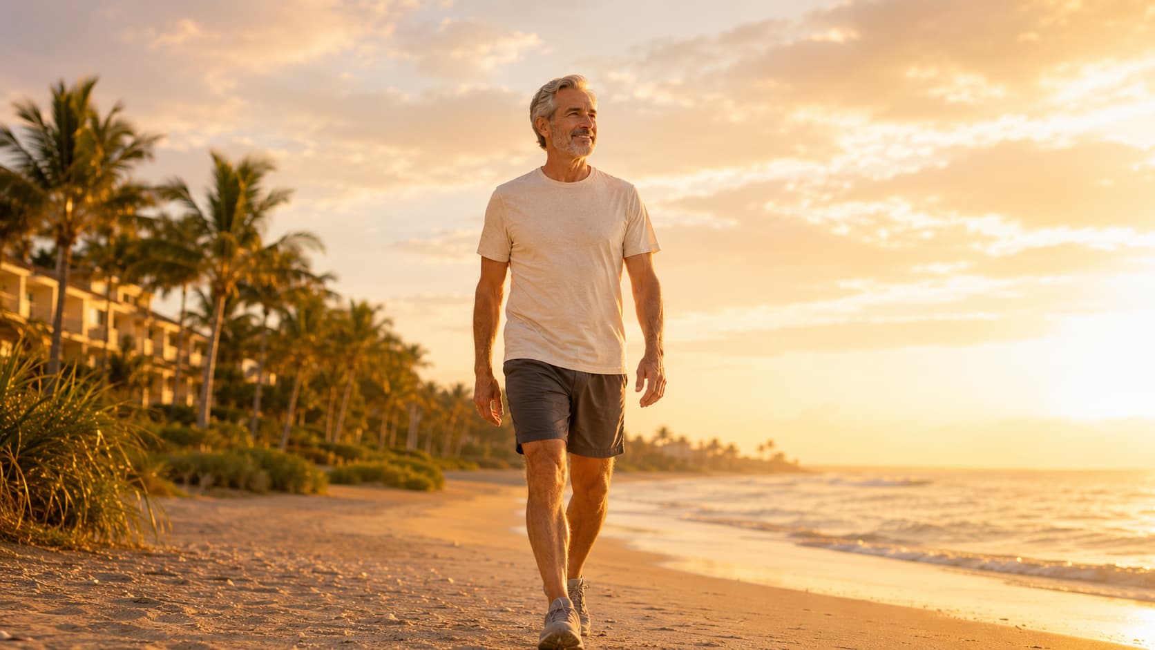 Active older man jogging on a coastal path in Naples, Florida — hip and knee replacement, Florida Orthopedic & Spine Institute