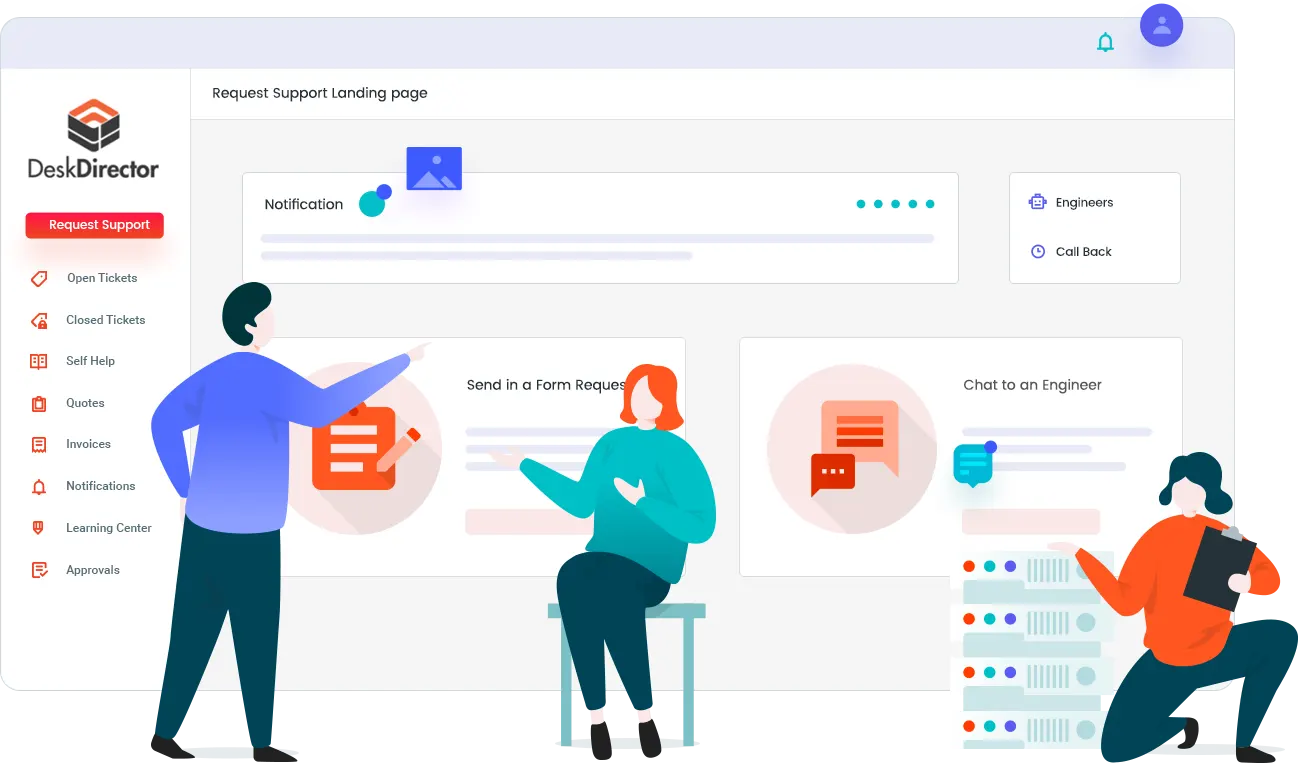 Screenshot of DeskDirector Tech portal