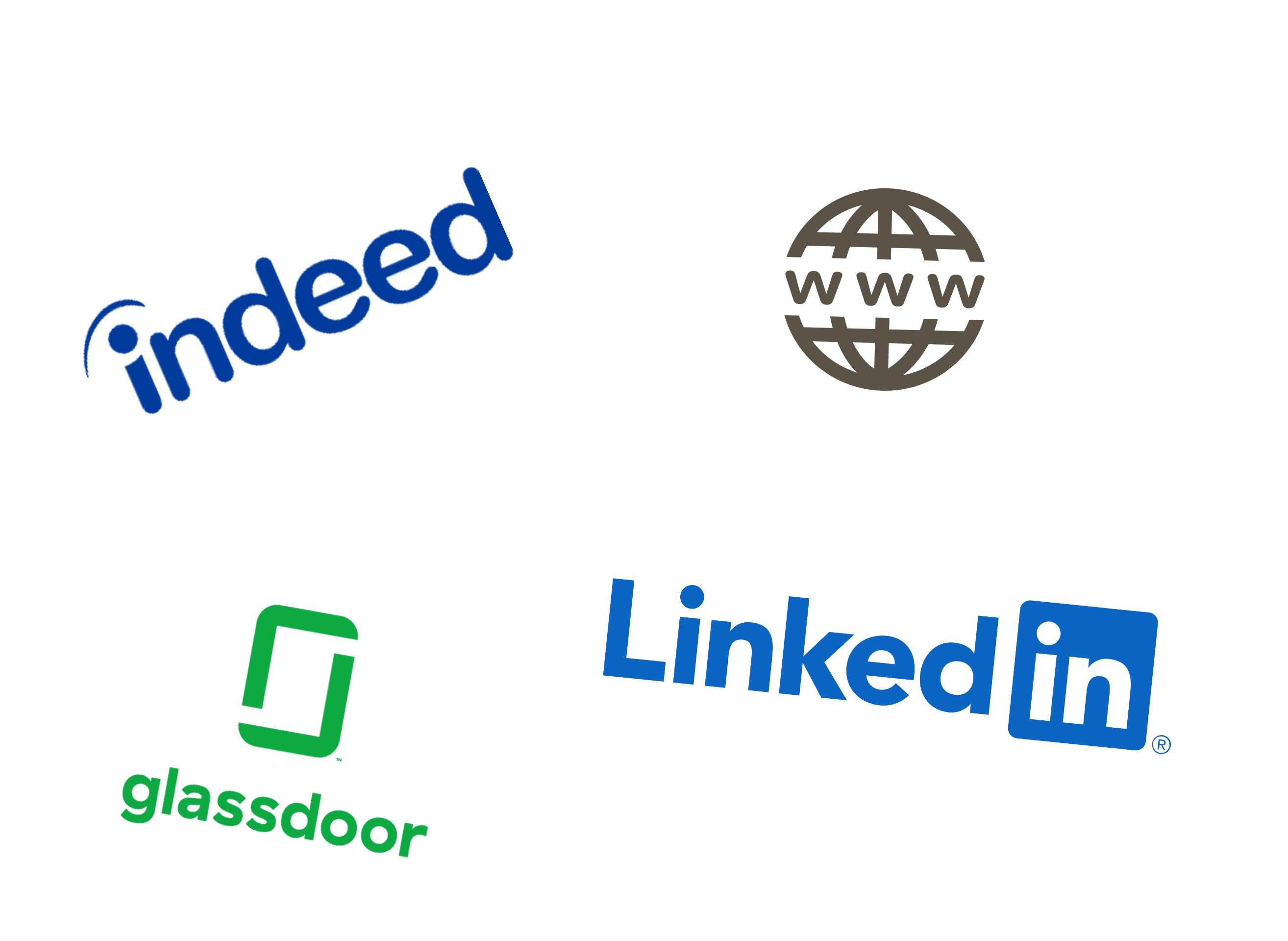 Illustration of a few logos and the own website