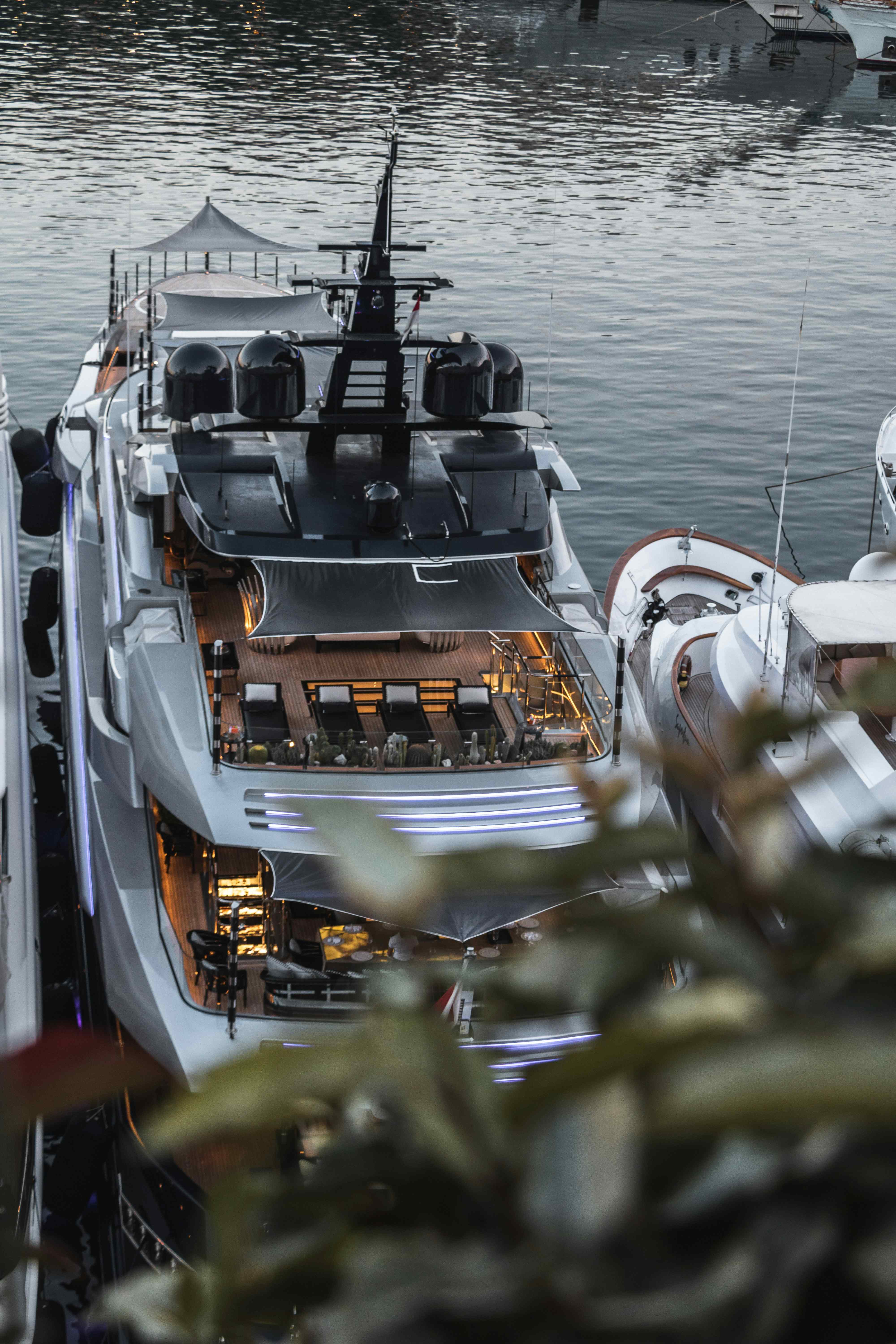 Luxury yacht moored in a Turkish marina during registration and flag change procedures