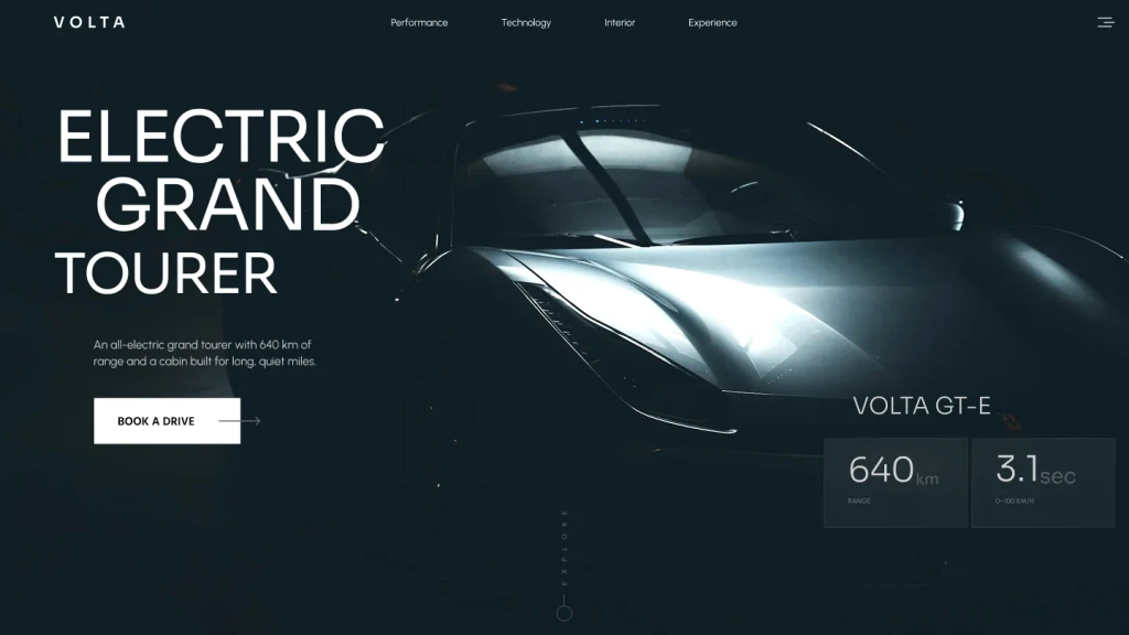 Volta, Electric grand tourer launch (website design)
