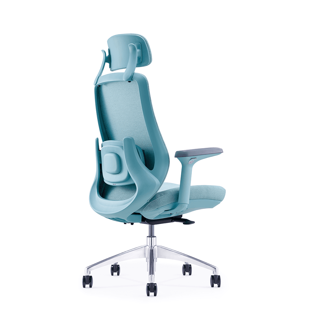 Premium ergonomic mesh task chair with AI lumbar massage, infrared heating, and 110–130° recline – 45-degree angle view