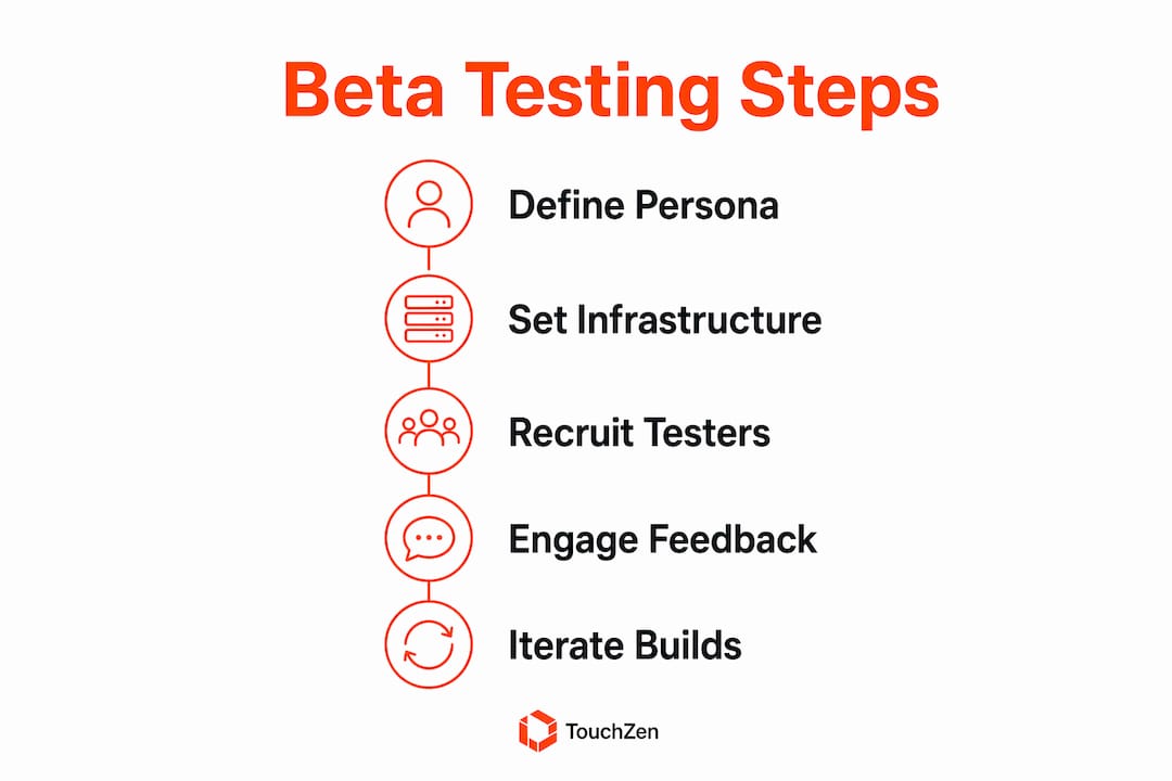 Infographic illustrating beta testing recruitment steps
