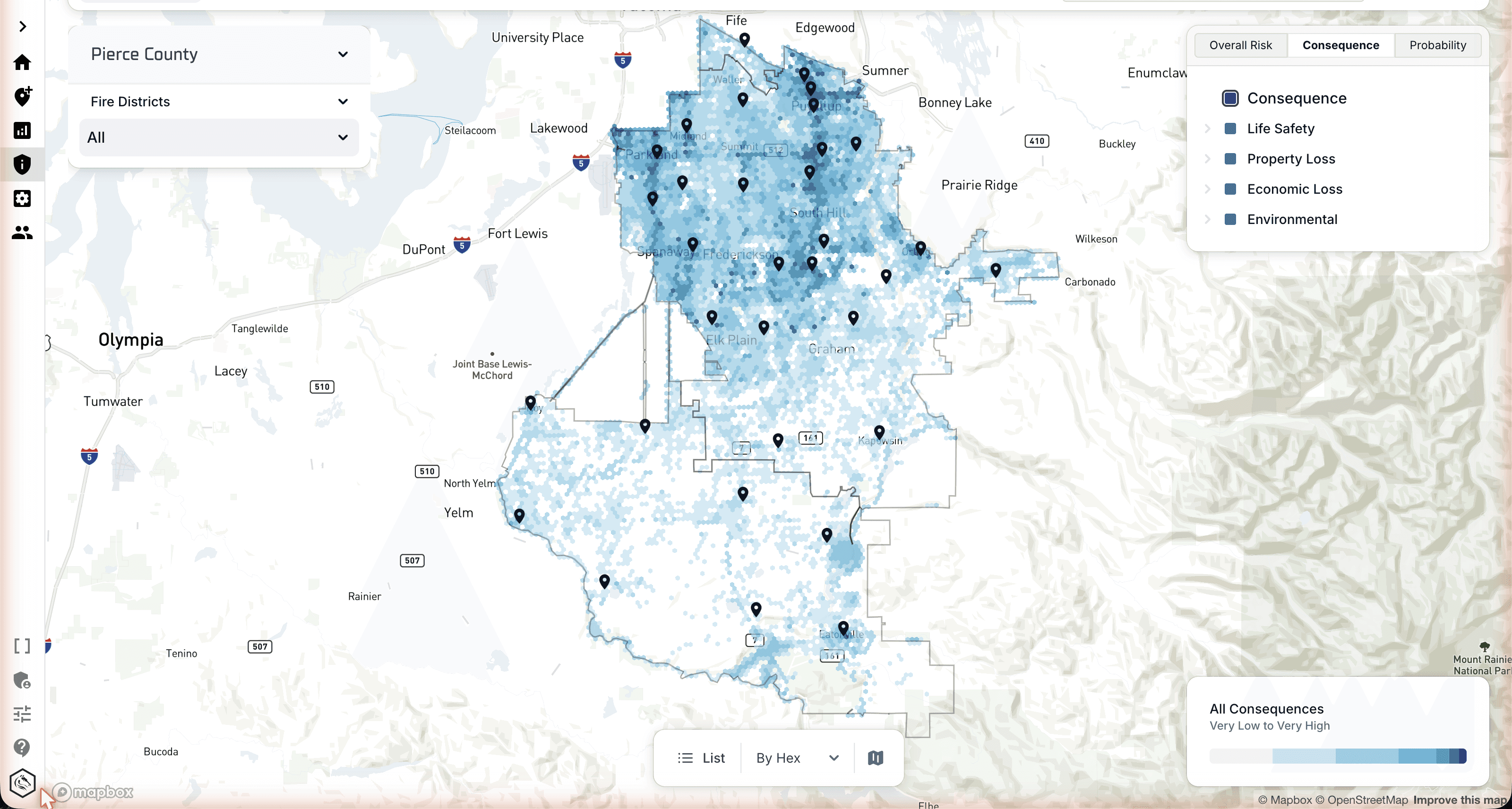 Darkhorse Risk consequence lens hex map
