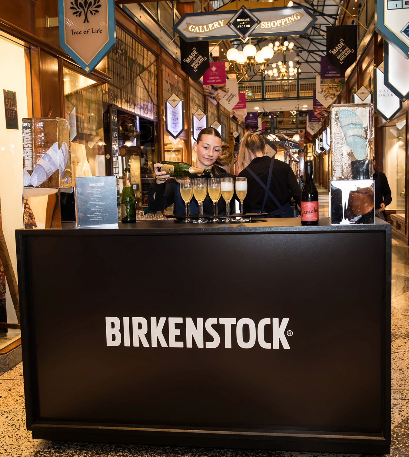 Birkenstock branded bar at the opening of their Brisbane City store