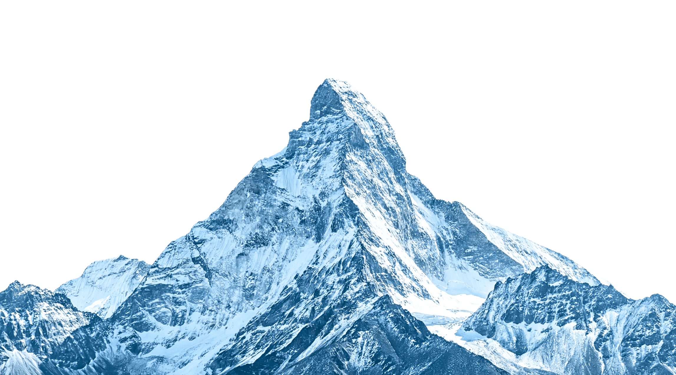 Mountain with snowy peak in blueish hue