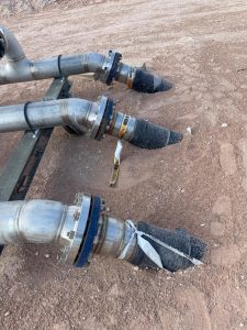 RTP water injection pipeline steel end fitting connection to injection system