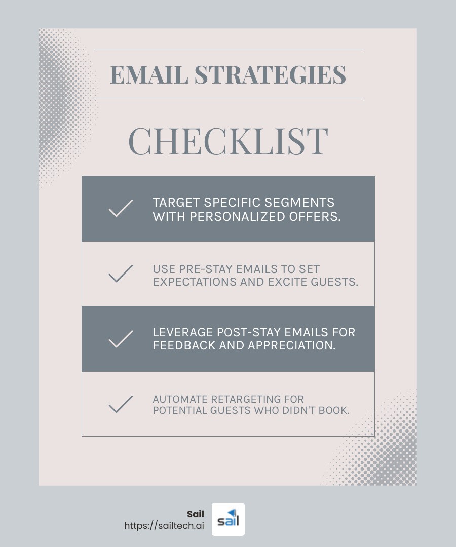 Email marketing increases guest engagement and bookings - effective hotel marketing infographic checklist-light-blue-grey