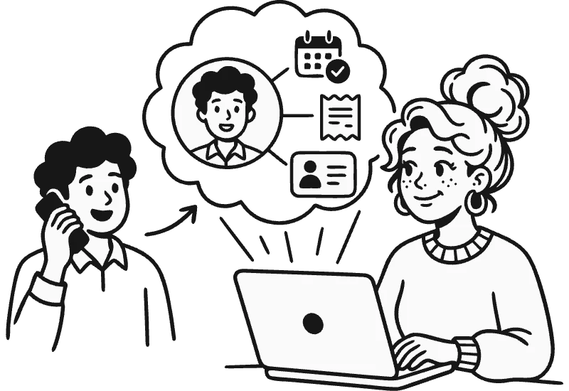 Асистент знаходить клієнта в CRM за номером телефону