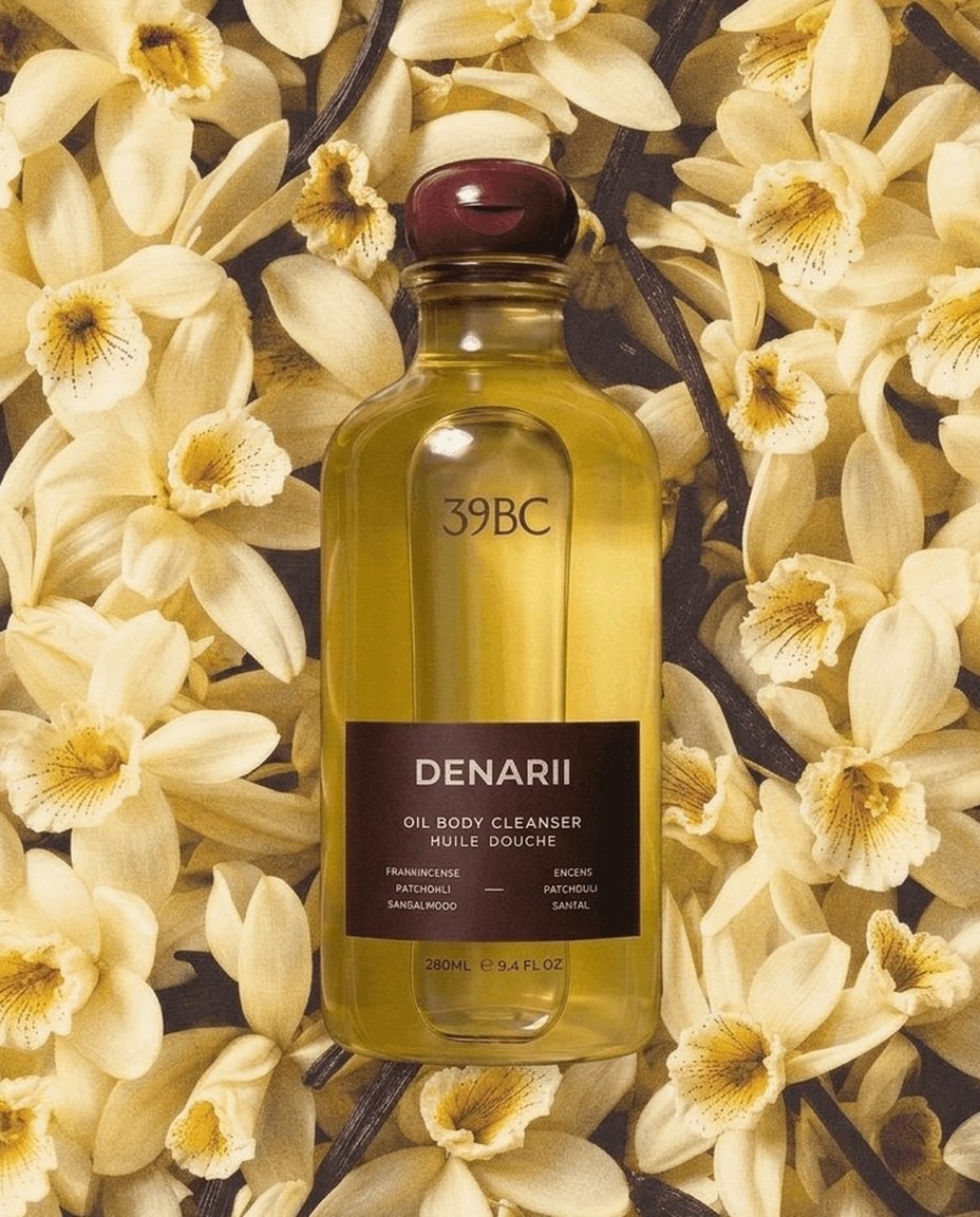 Denarii bottle on vanilla flowers