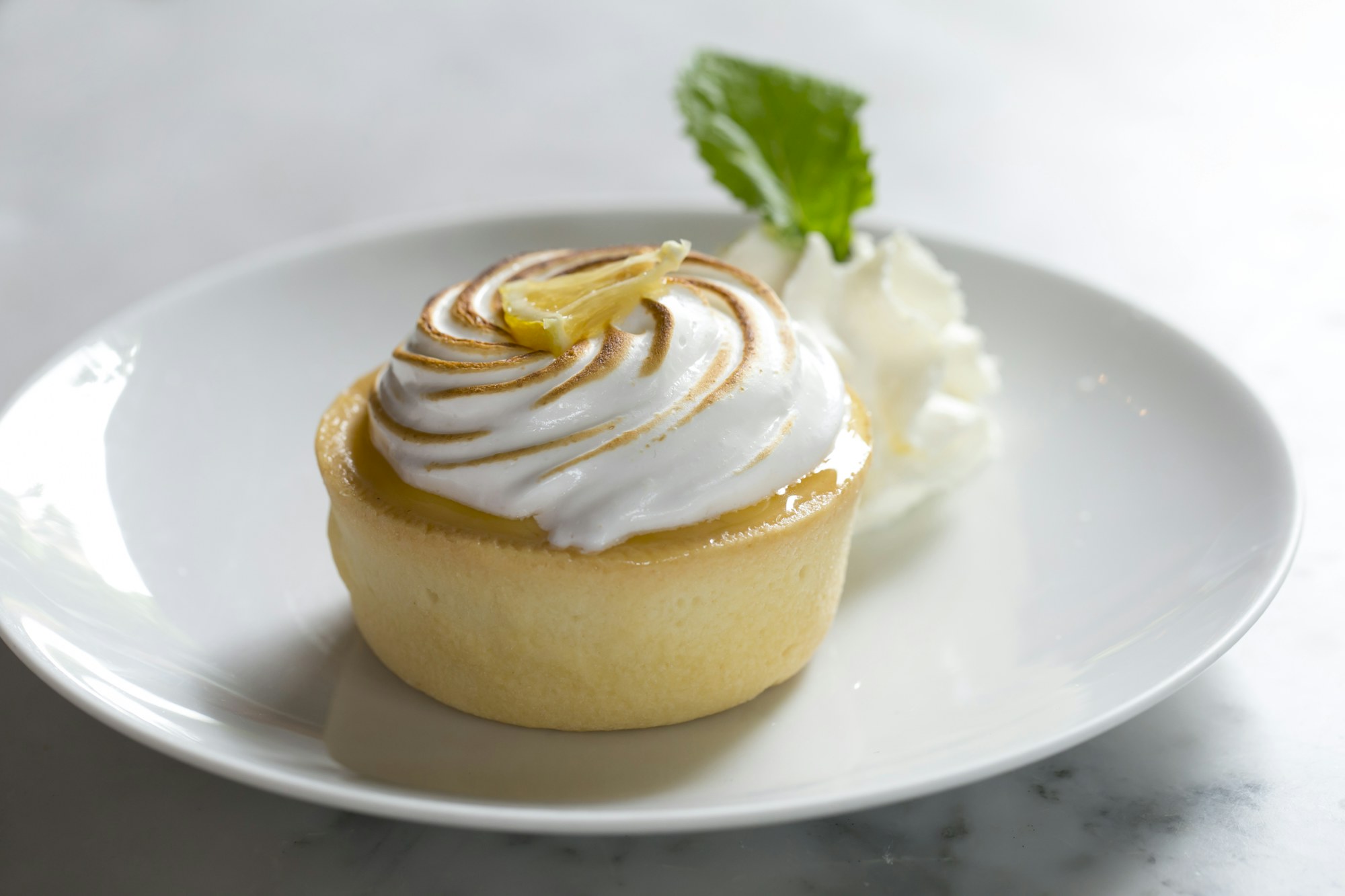 Lemon tart, burnt meringue