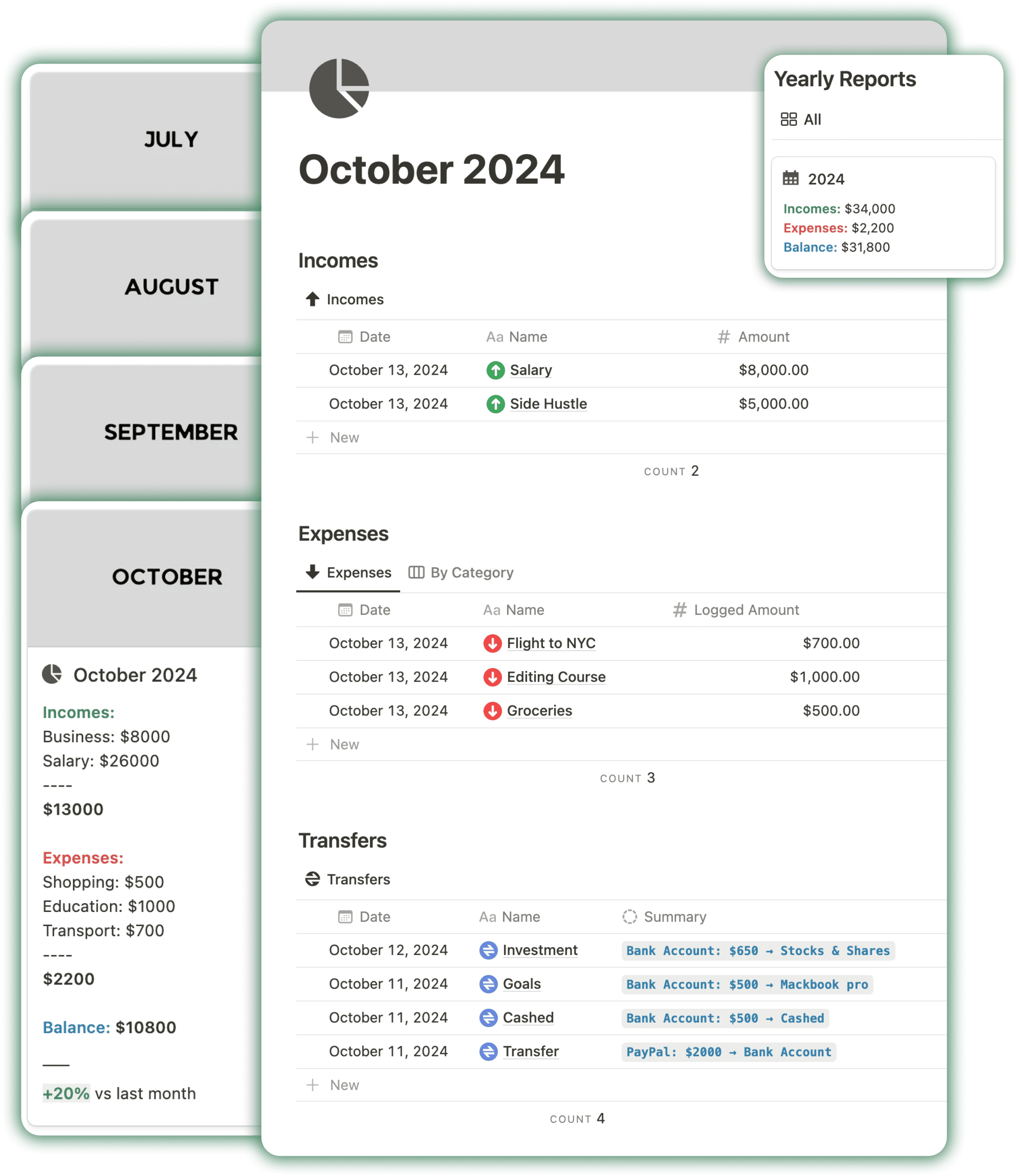 Monthly Reports in Notion Finance Hub