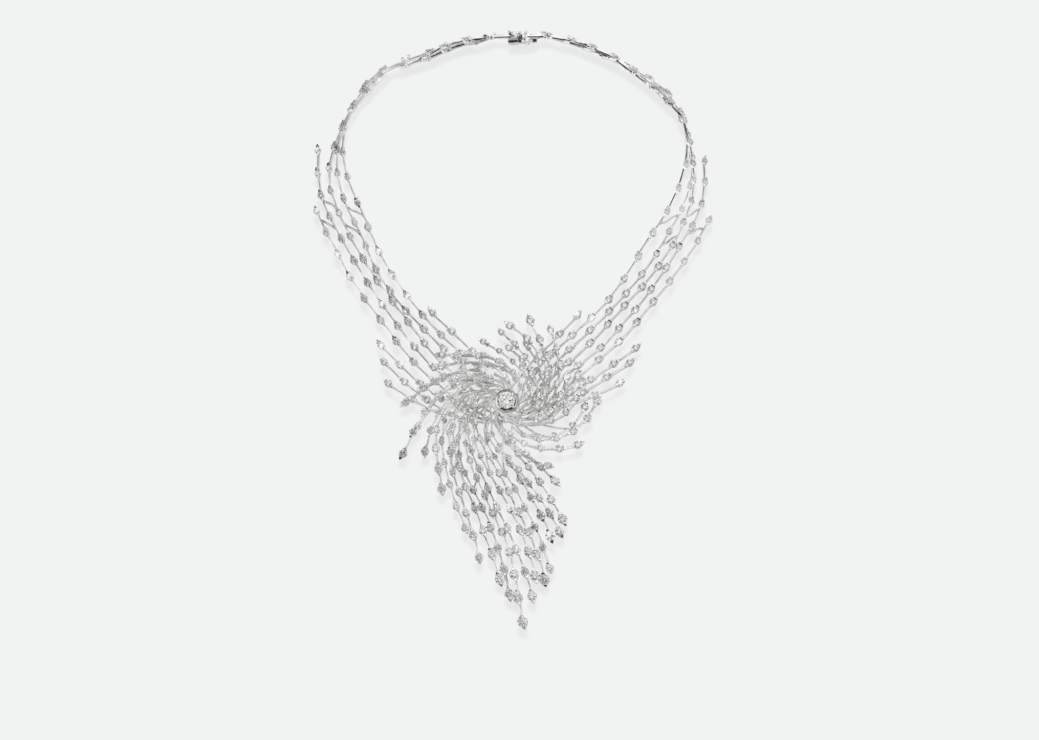 The Storm necklace, a bespoke white gold and diamond collar handcrafted by Shaun Leane.