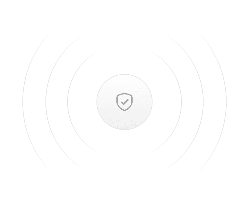 A white circle adorned with a shield symbol, indicating security and protection.
