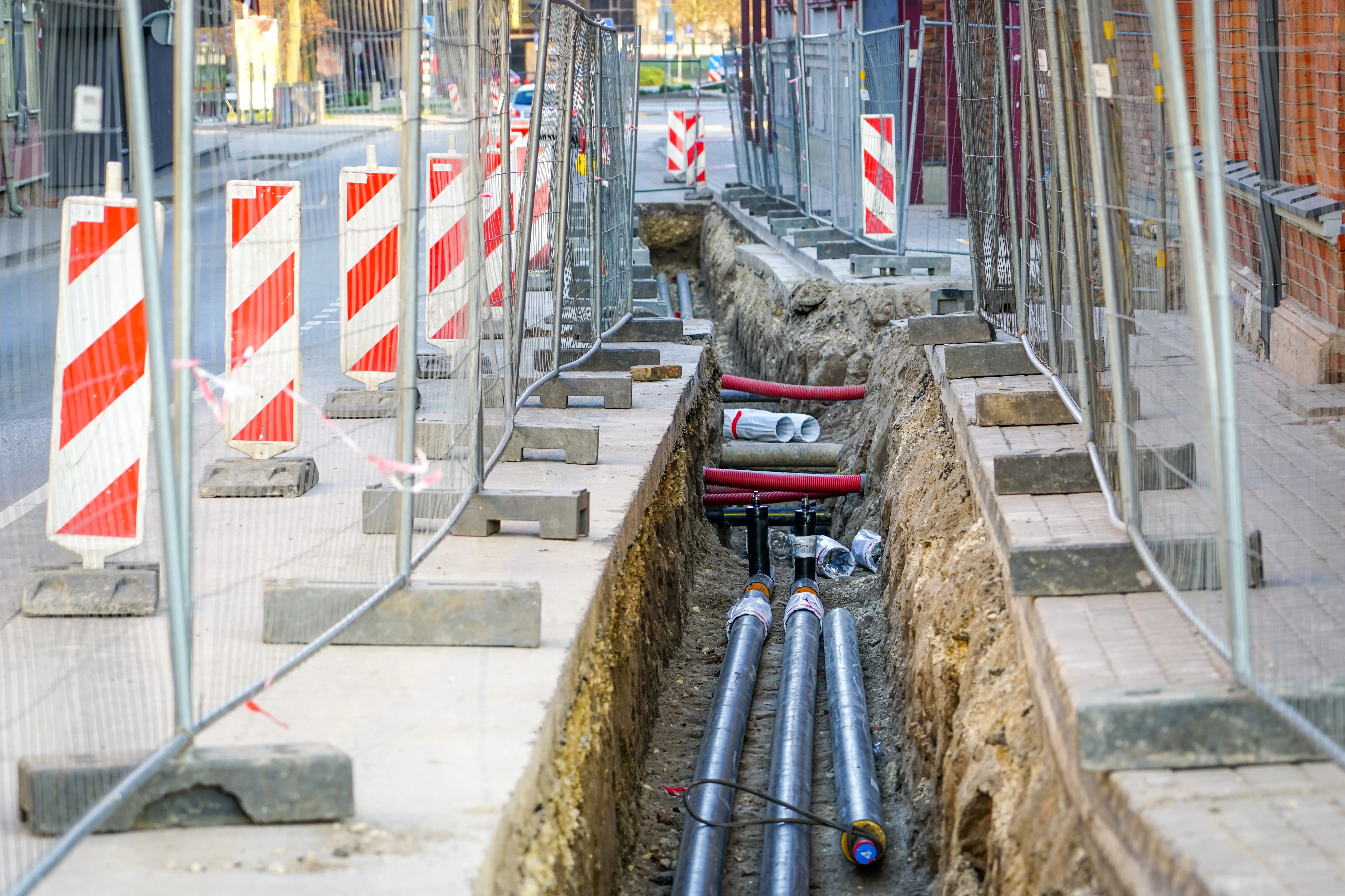 Chantier de raccordement pour un réseau de chauffage urbain
